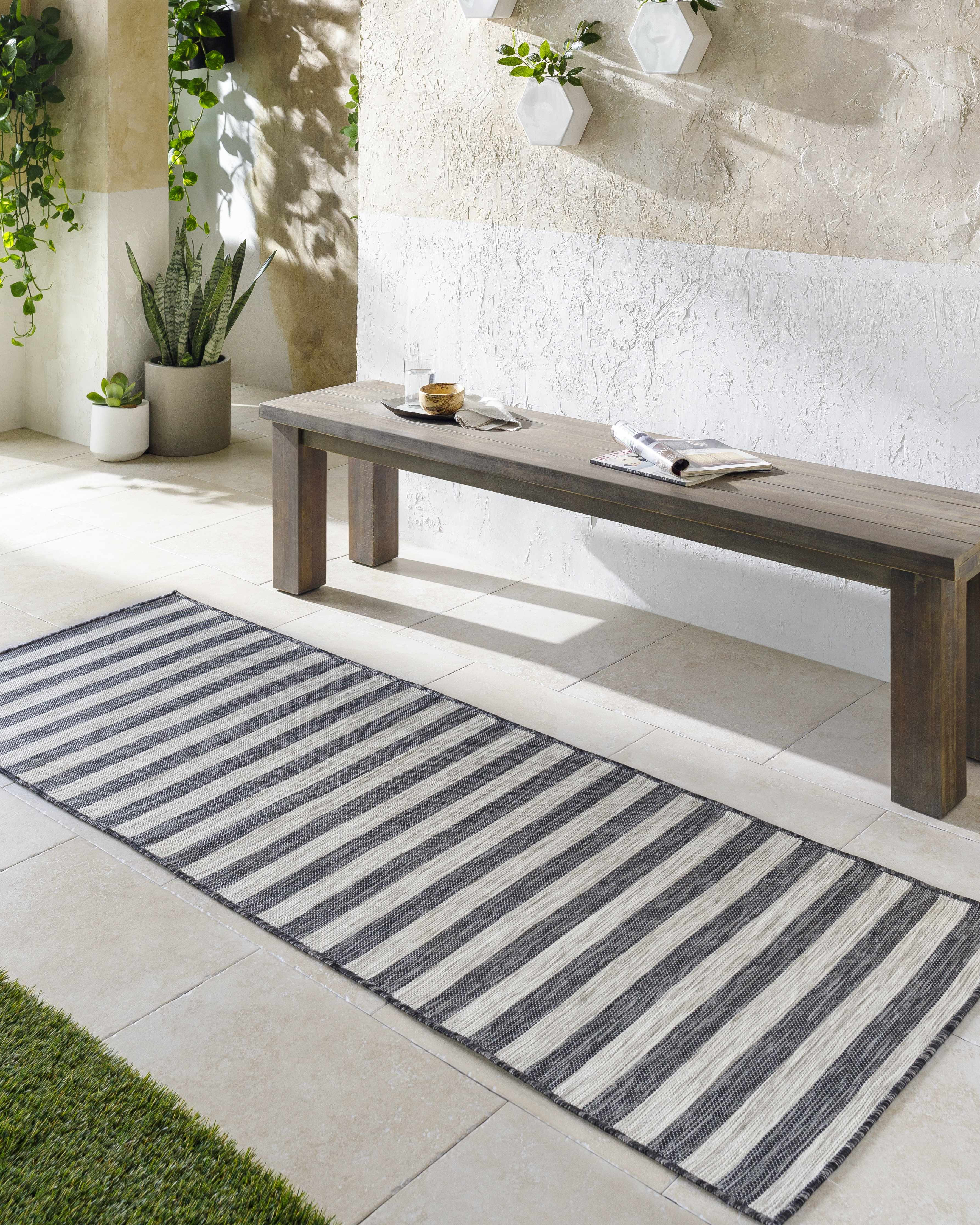 Bongaree Black&Gray Striped Flatweave Carpet - Clearance - Image 12