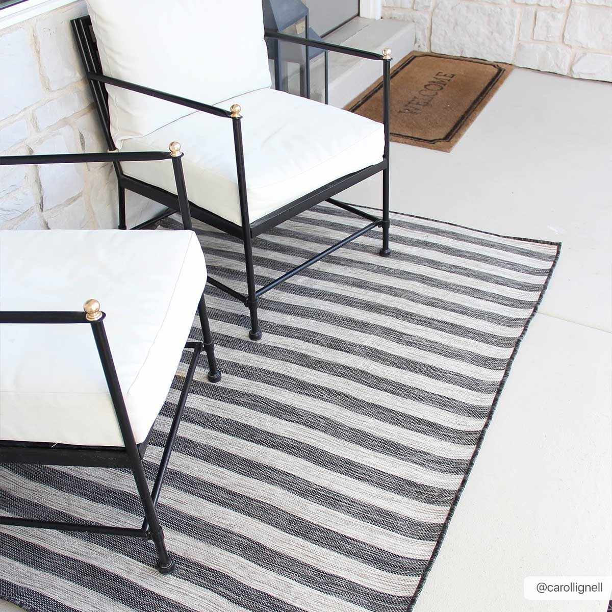 Bongaree Black&Gray Striped Flatweave Carpet - Clearance - Image 3