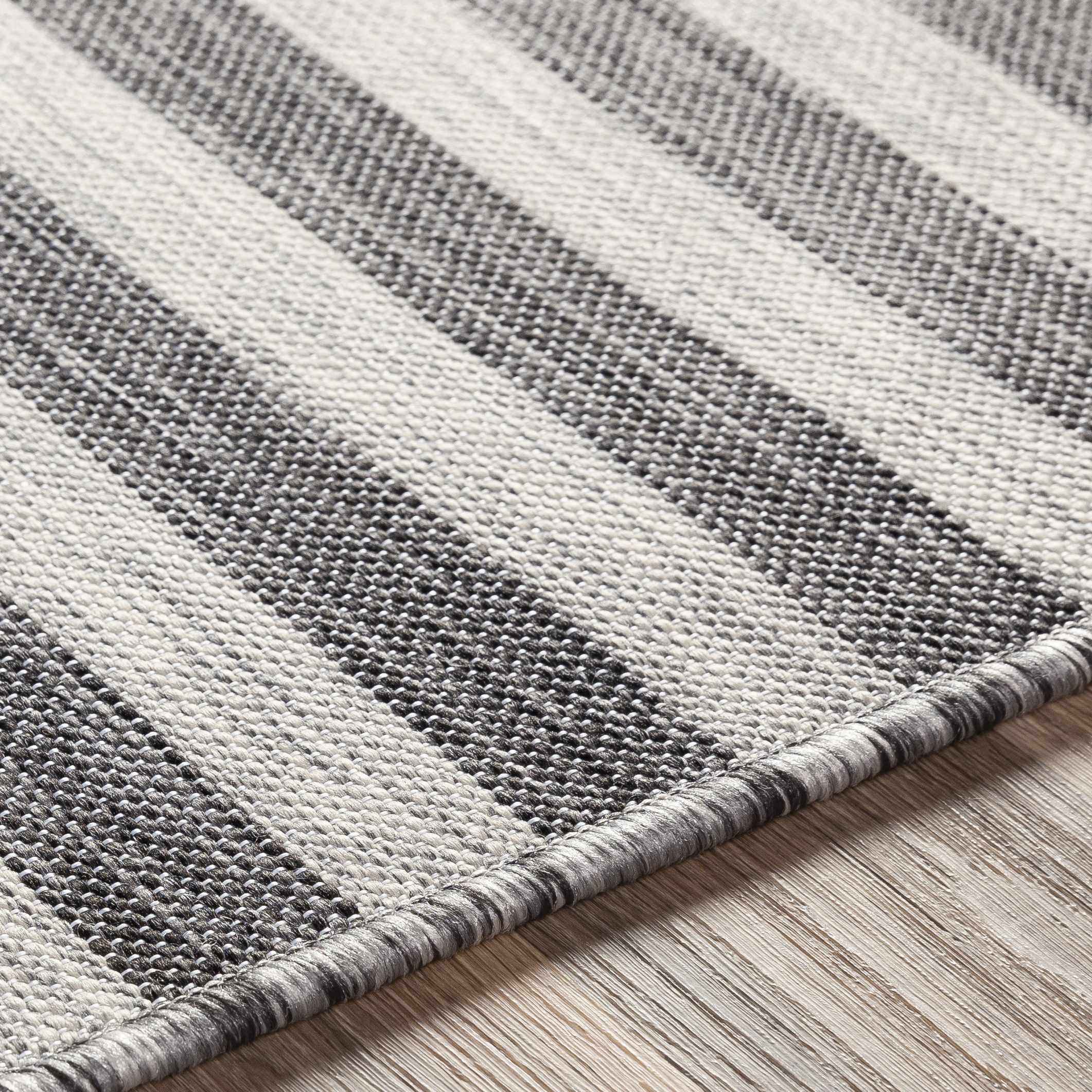 Bongaree Black&Gray Striped Flatweave Carpet - Clearance - Image 4