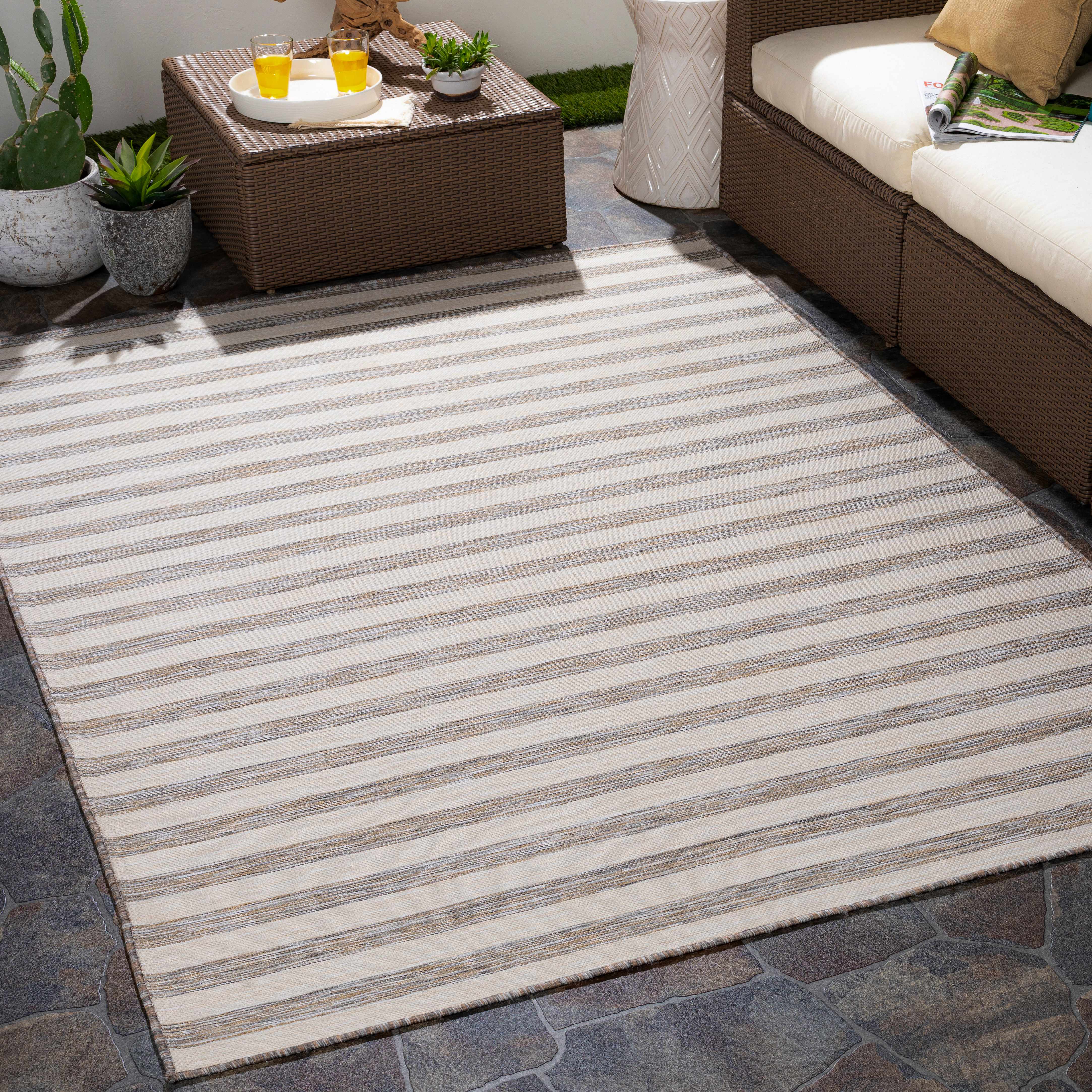 Bongaree Gray Striped Outdoor Carpet - Clearance - Image 2
