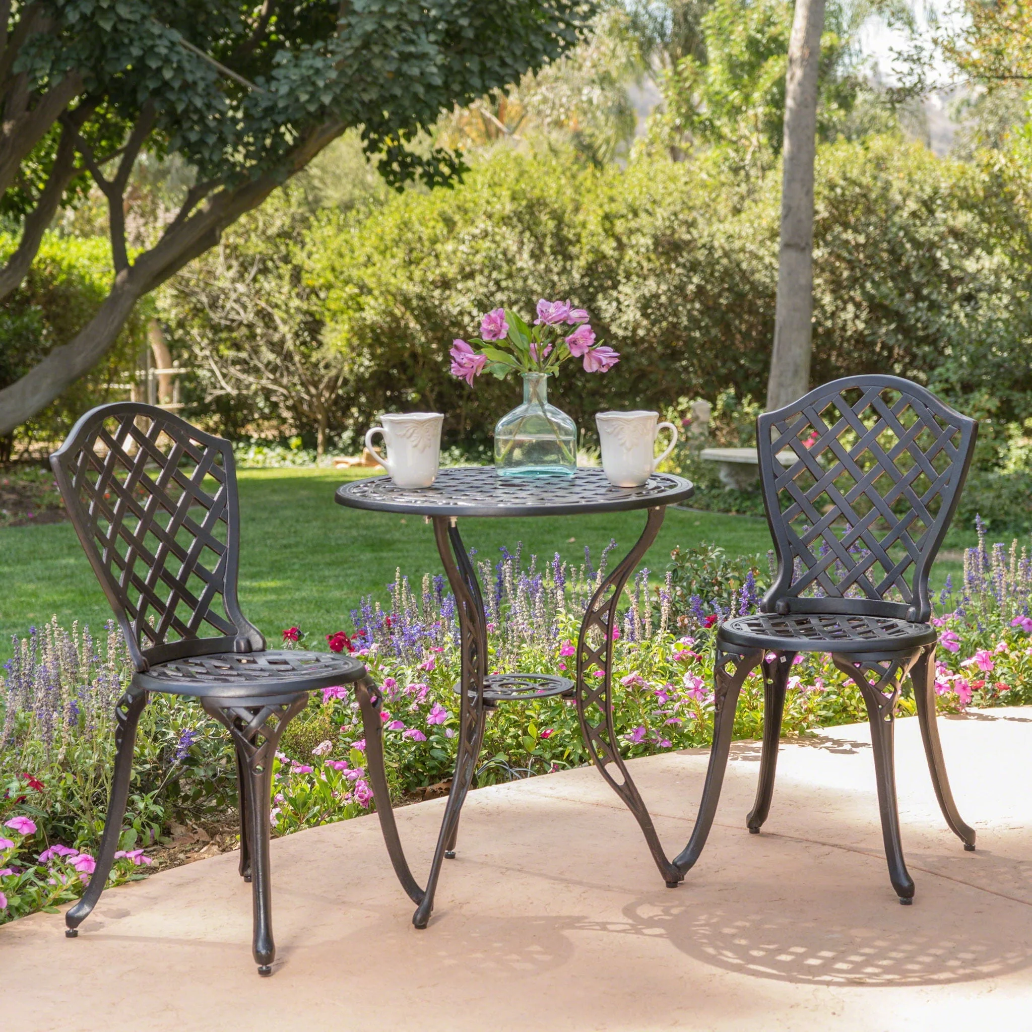 Bono Metal Bistro Set - Black - Image 2