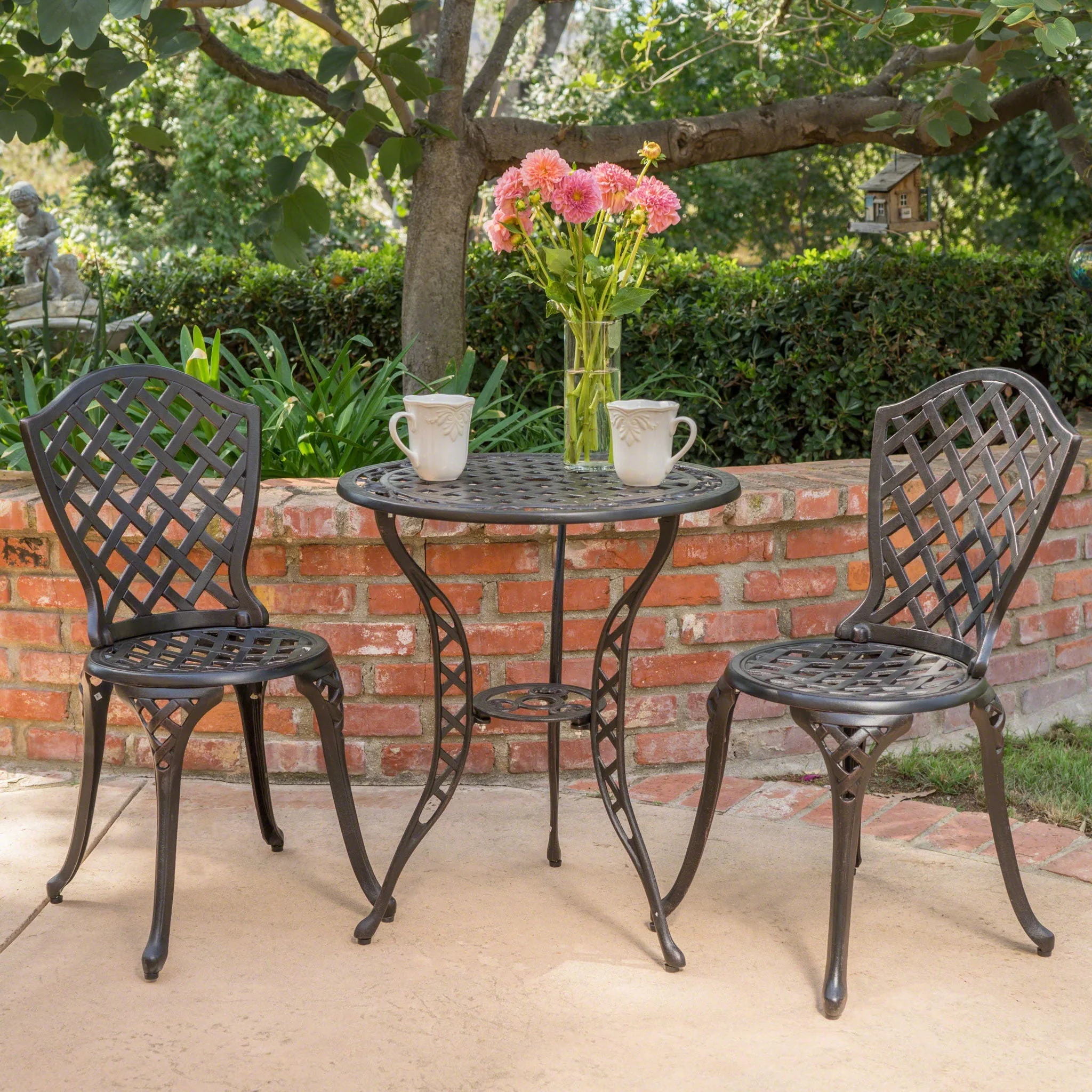 Bono Metal Bistro Set - Black - Image 4