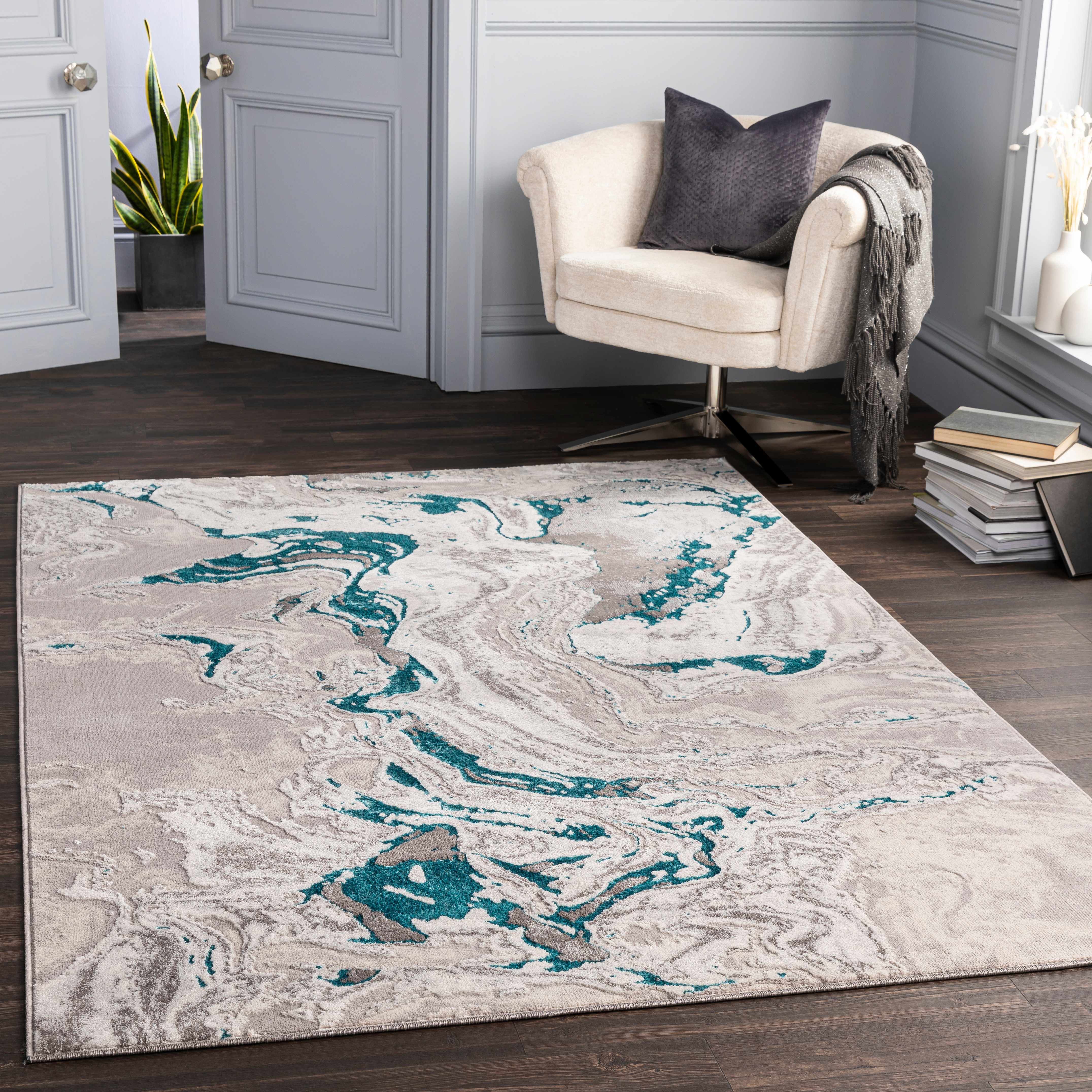 Bonville Blue Marble Rug - Image 2