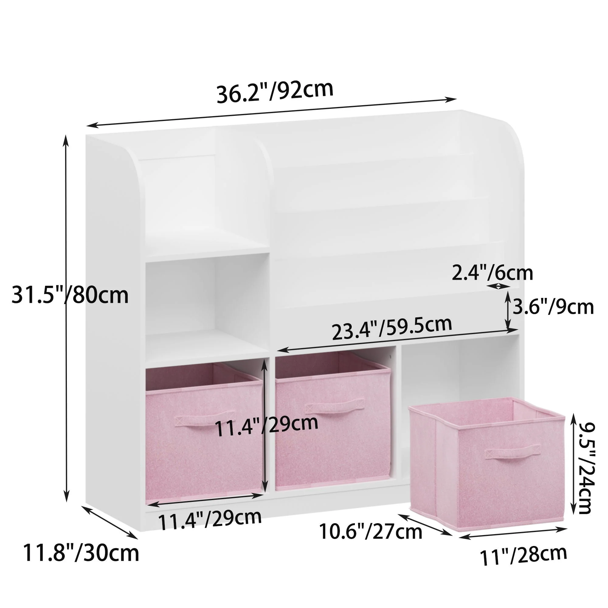 Bookcase And Bookshelf With 3 Collapsible Drawers, Multifunctional Display Stand - Image 5