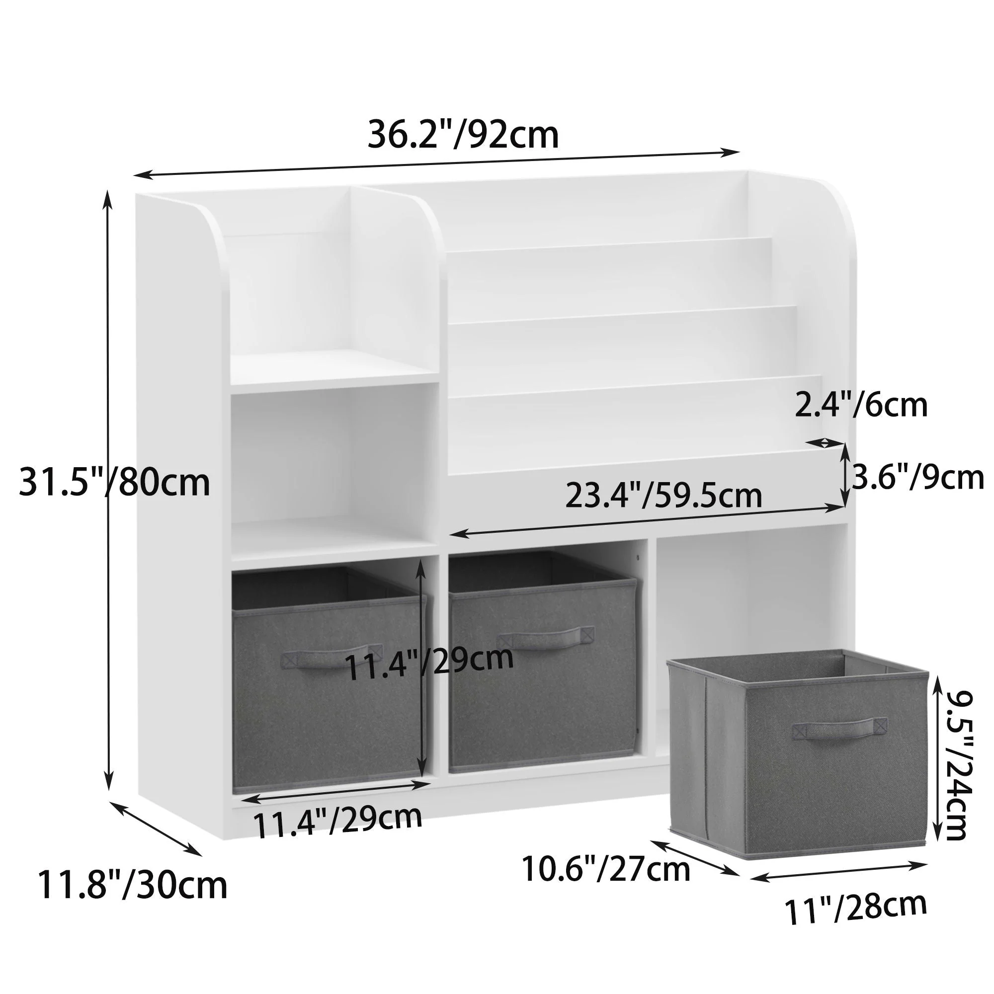 Bookcase And Bookshelf With 3 Collapsible Drawers, Multifunctional Display Stand - Image 6