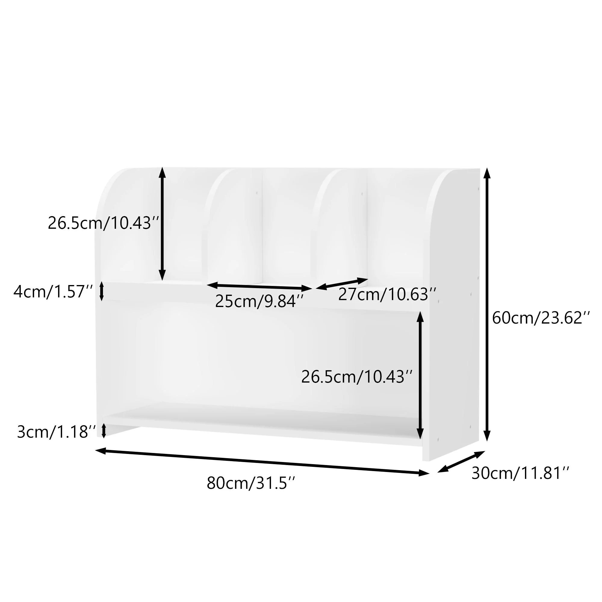 Bookcase With 4 Compartments, Storage Shelf For Toys And Books - White - Image 2