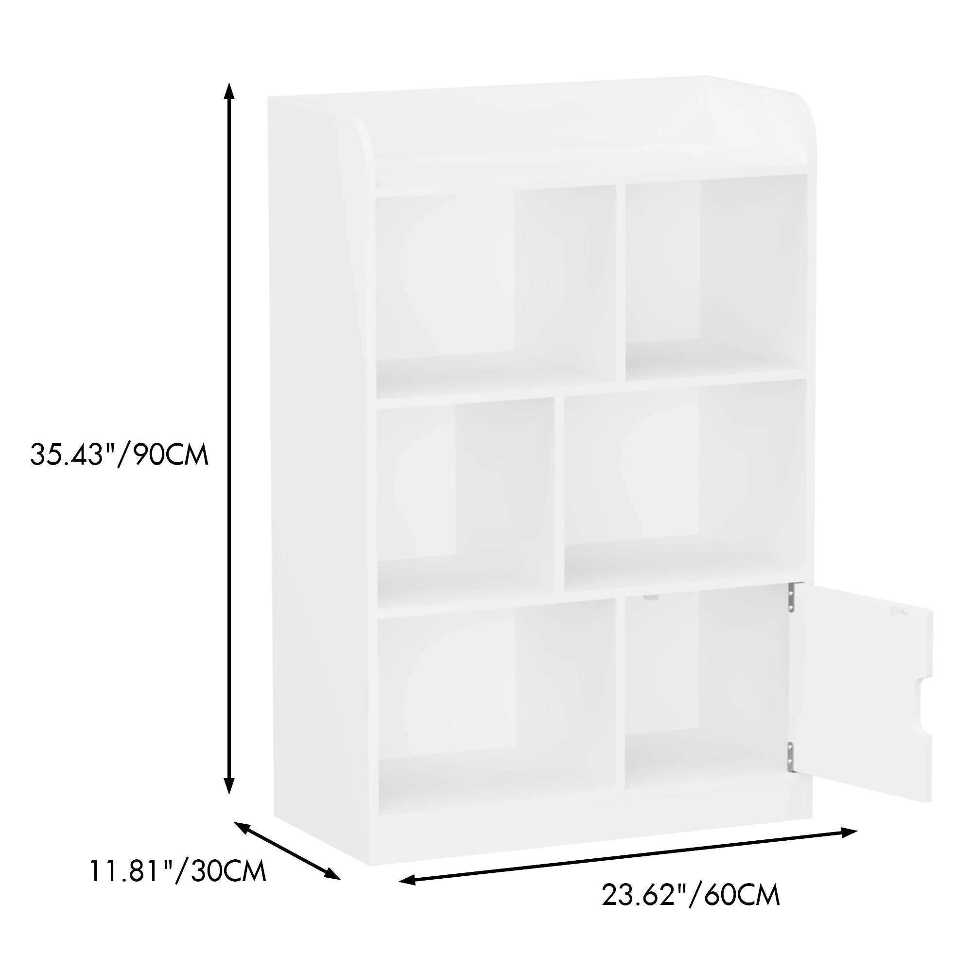 Bookcase With 6 Compartments, Freestanding Bookshelf For Bedroom - White - Image 2