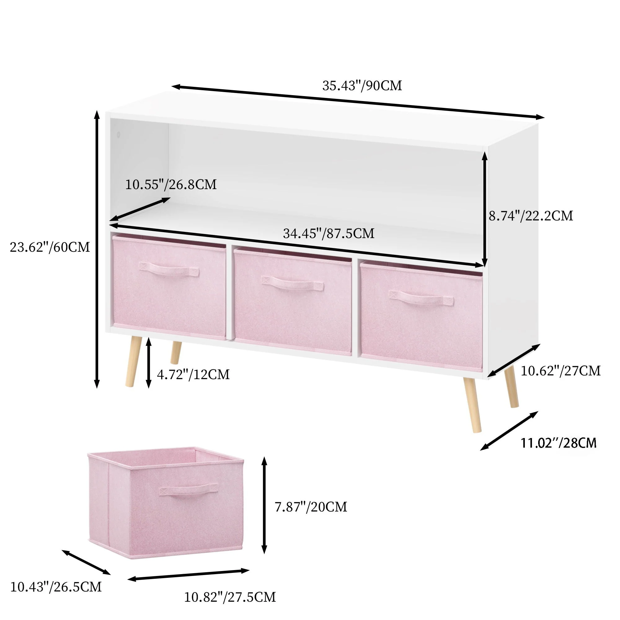 Bookcase With Collapsible Drawers, Book Display Organizer - Image 6