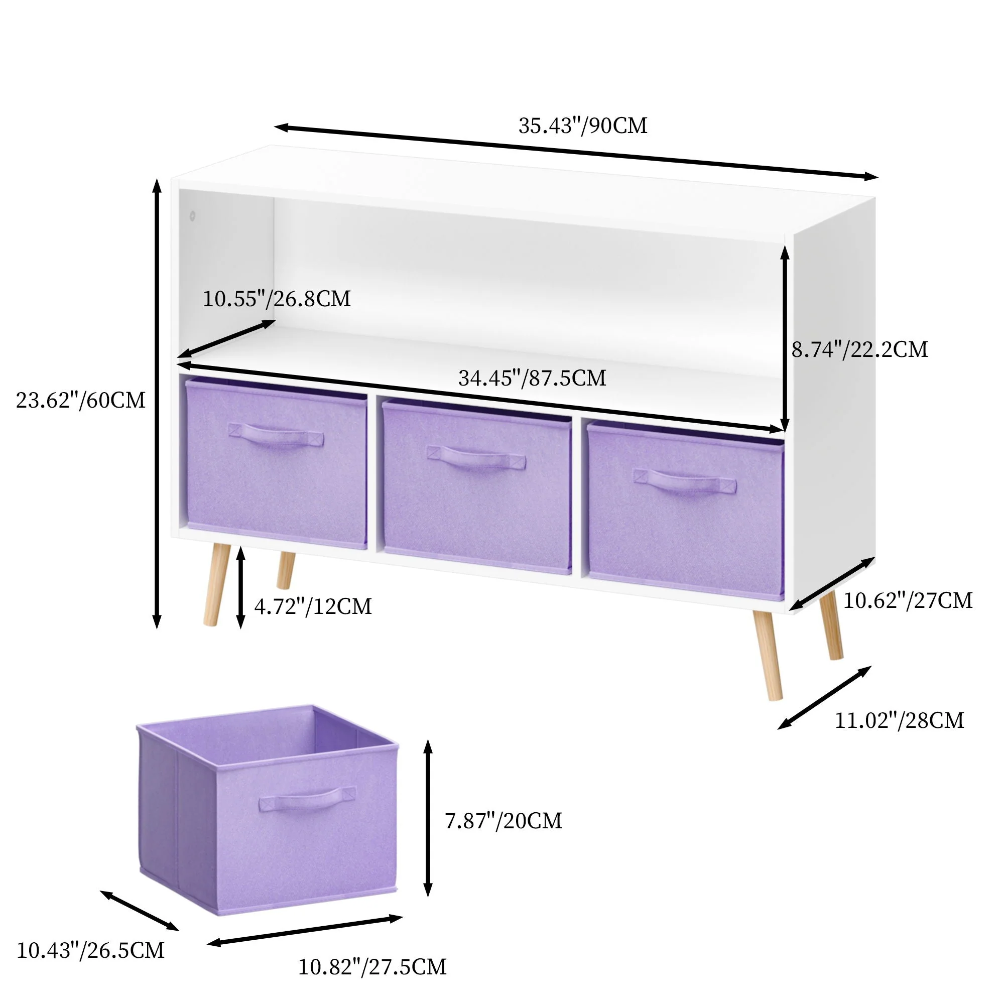 Bookcase With Collapsible Drawers, Book Display Organizer - Image 7