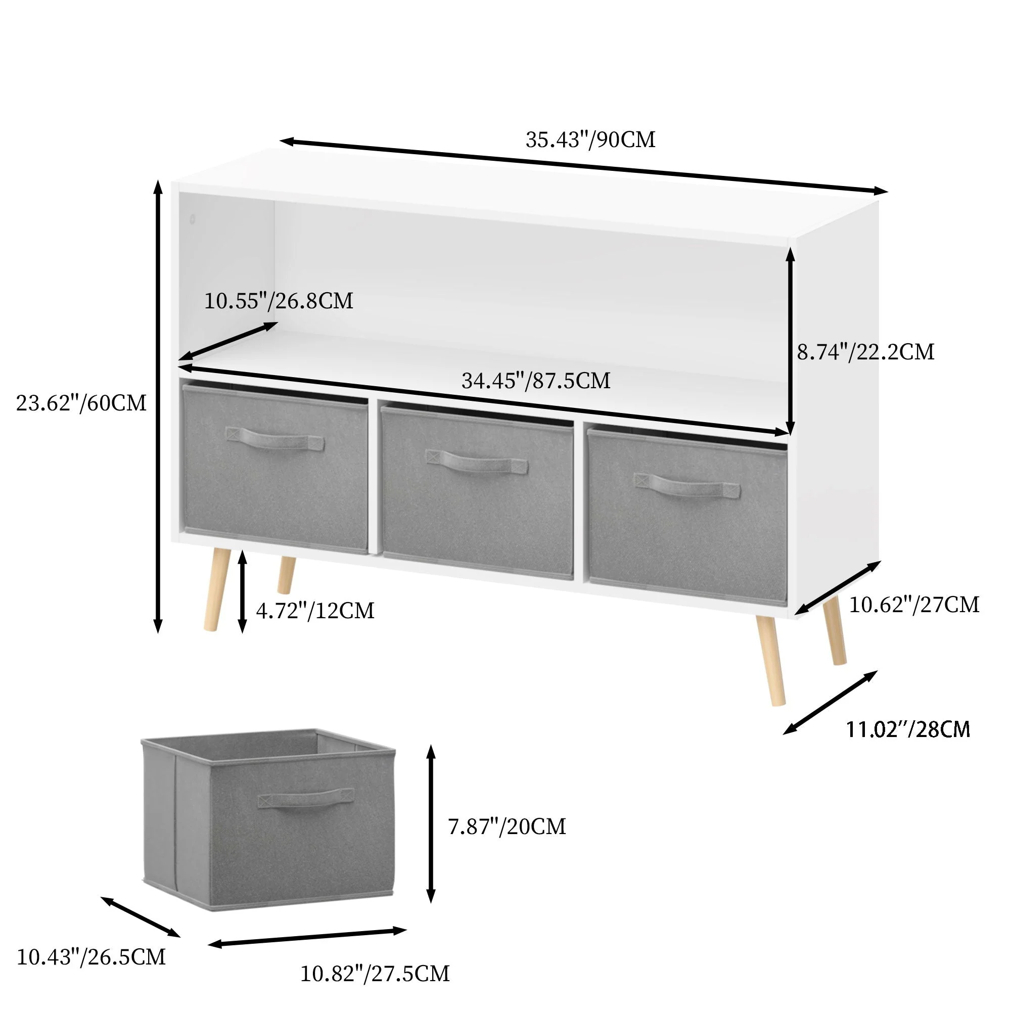 Bookcase With Collapsible Drawers, Book Display Organizer - Image 8
