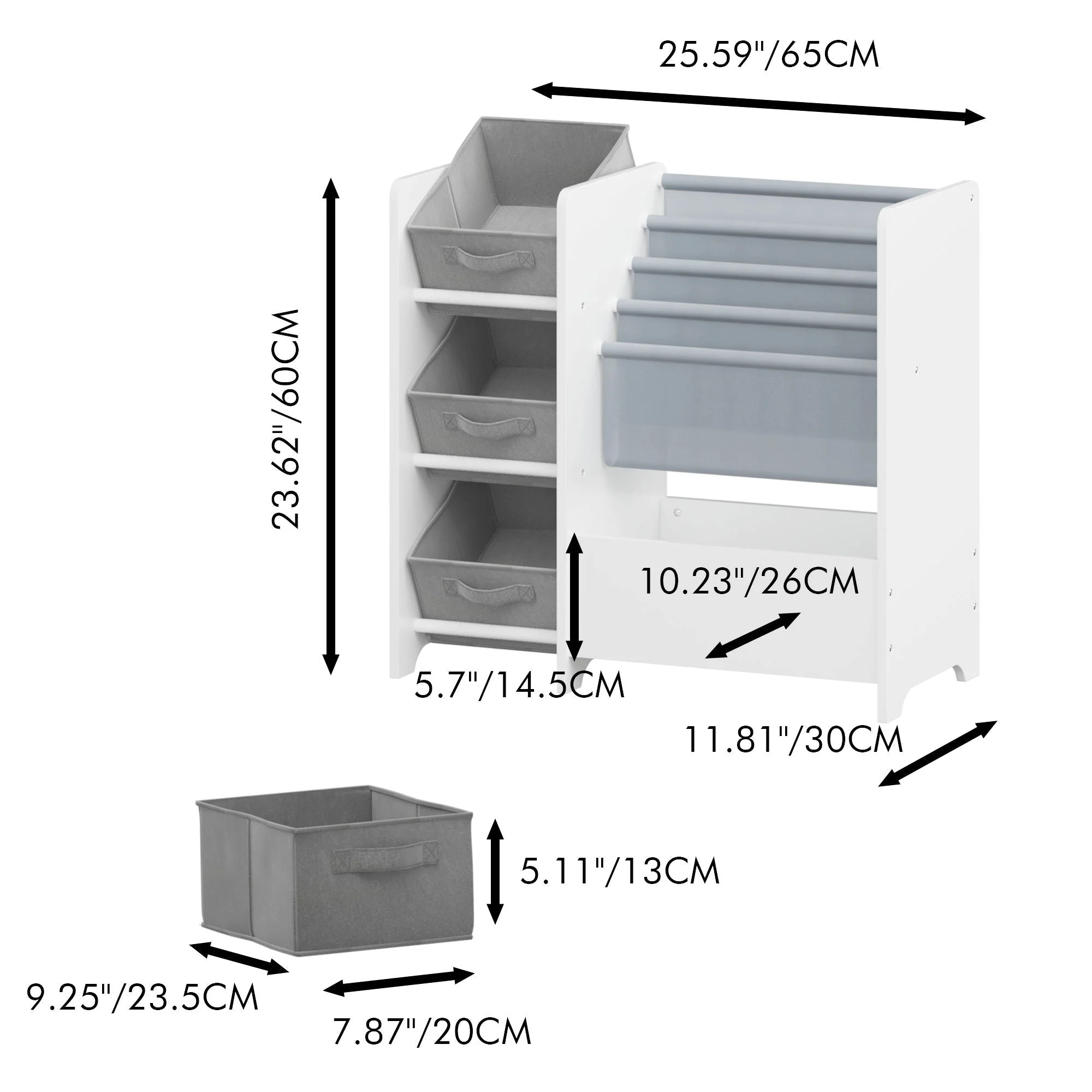 Bookshelf And Toy Storage Organizer, Multifunctional 4 Tier With 3 Collapsible Drawers - White - Image 3