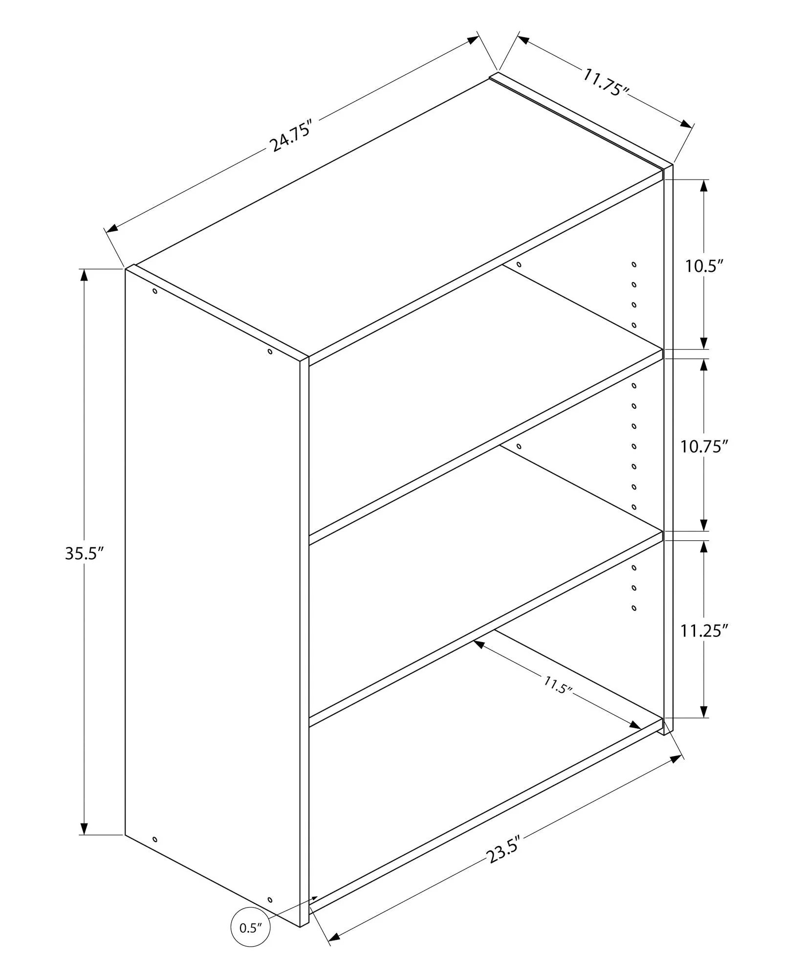 Bookshelf, Bookcase, 4 Tier, For Office, Transitional - Image 2
