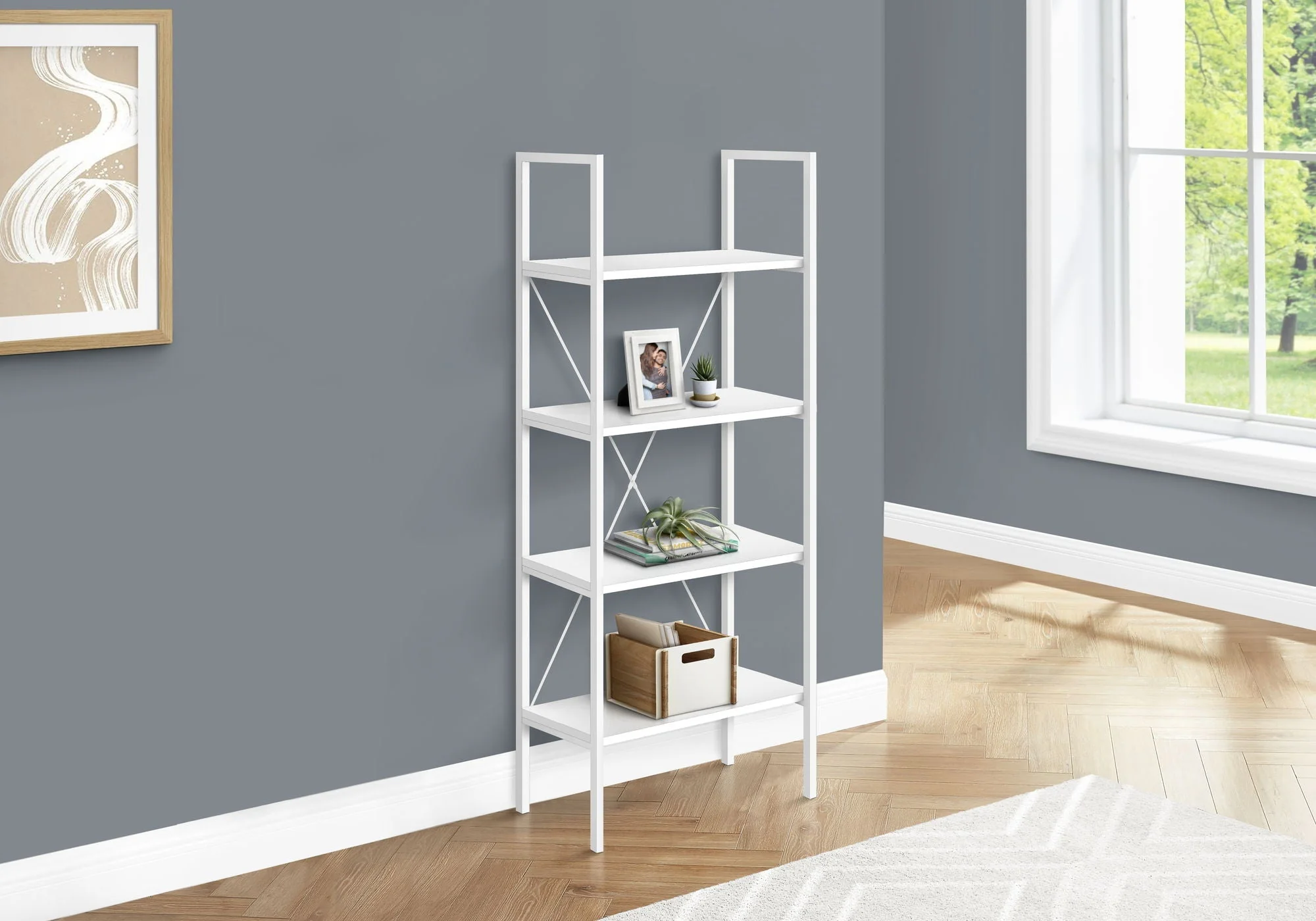 Bookshelf, Bookcase, 4 Tier, Office, Bedroom, Contemporary, Modern - Image 2