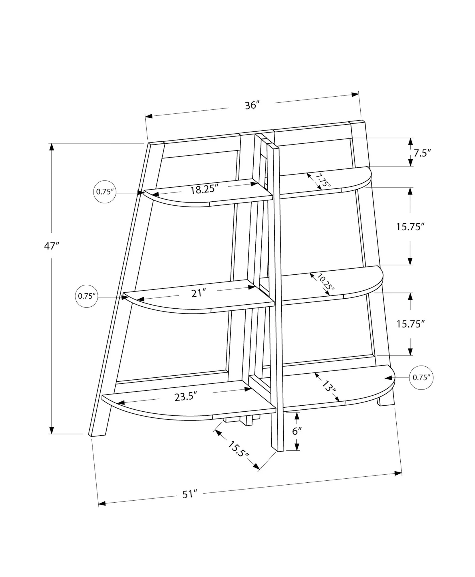 Bookshelf, Bookcase, Etagere, 3 Tier, For Office, Contemporary & Modern - Image 6