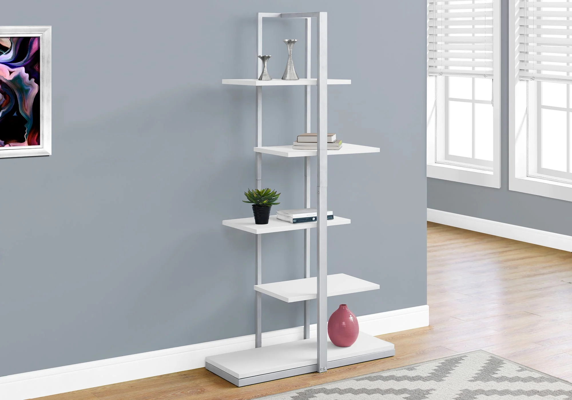 Bookshelf, Bookcase, Etagere, 5 Tier for Office, Contemporary & Modern - Image 8