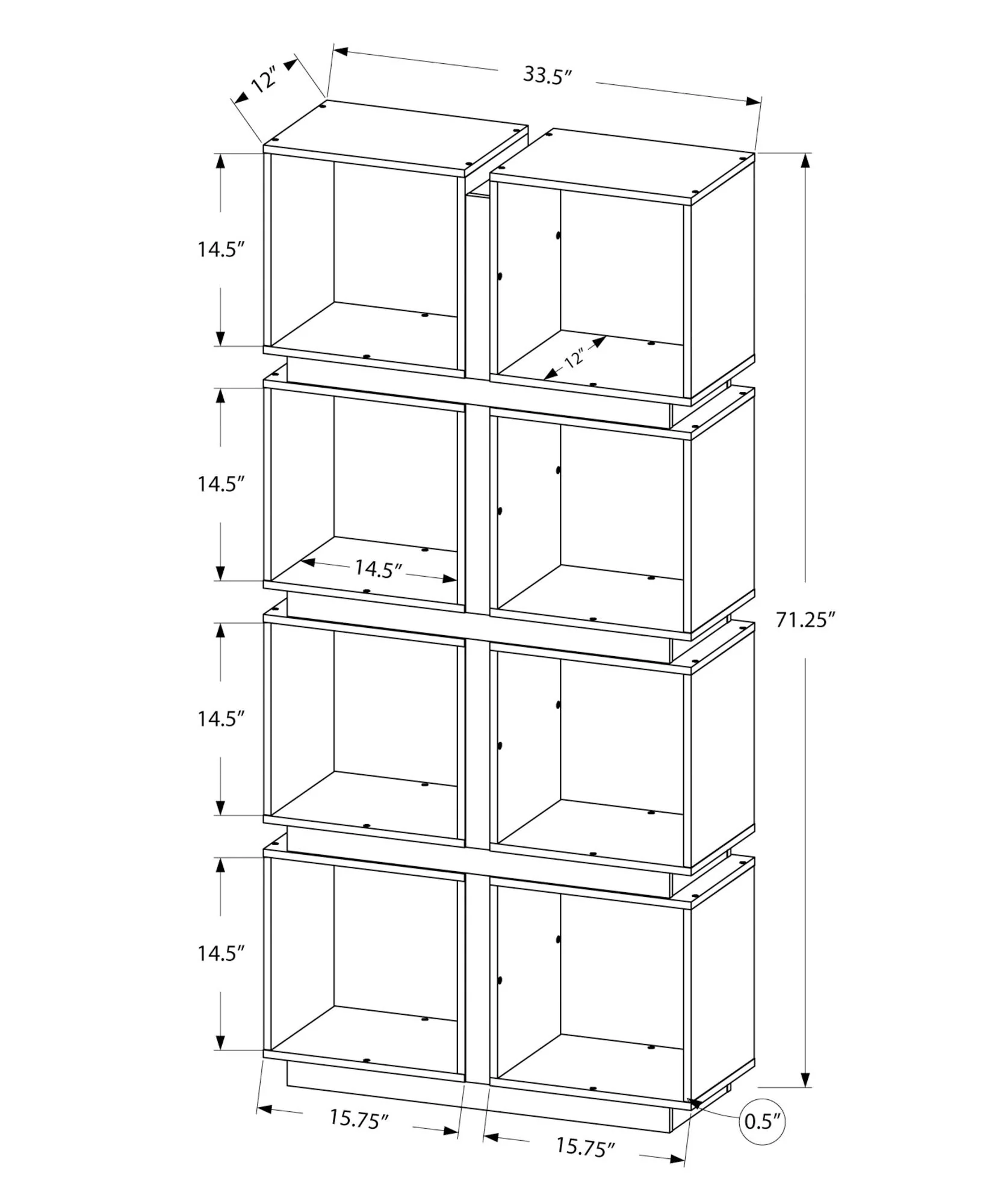 Bookshelf, Bookcase, Etagere, 5 Tier, For Office, Contemporary & Modern - White - Image 2