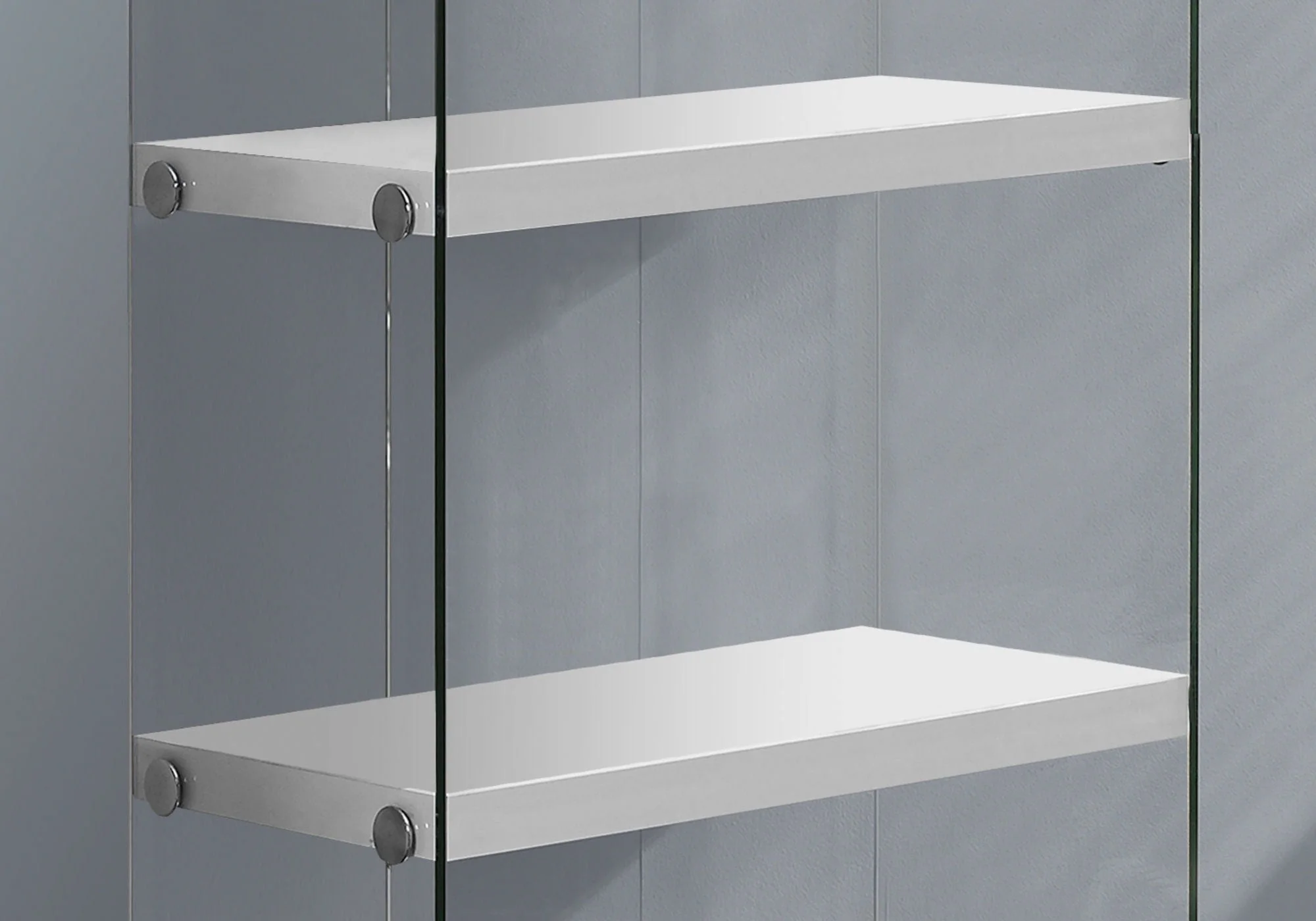 Bookshelf, Bookcase, Etagere, 5 Tier, Glossy Clear Tempered Glass - White - Image 3