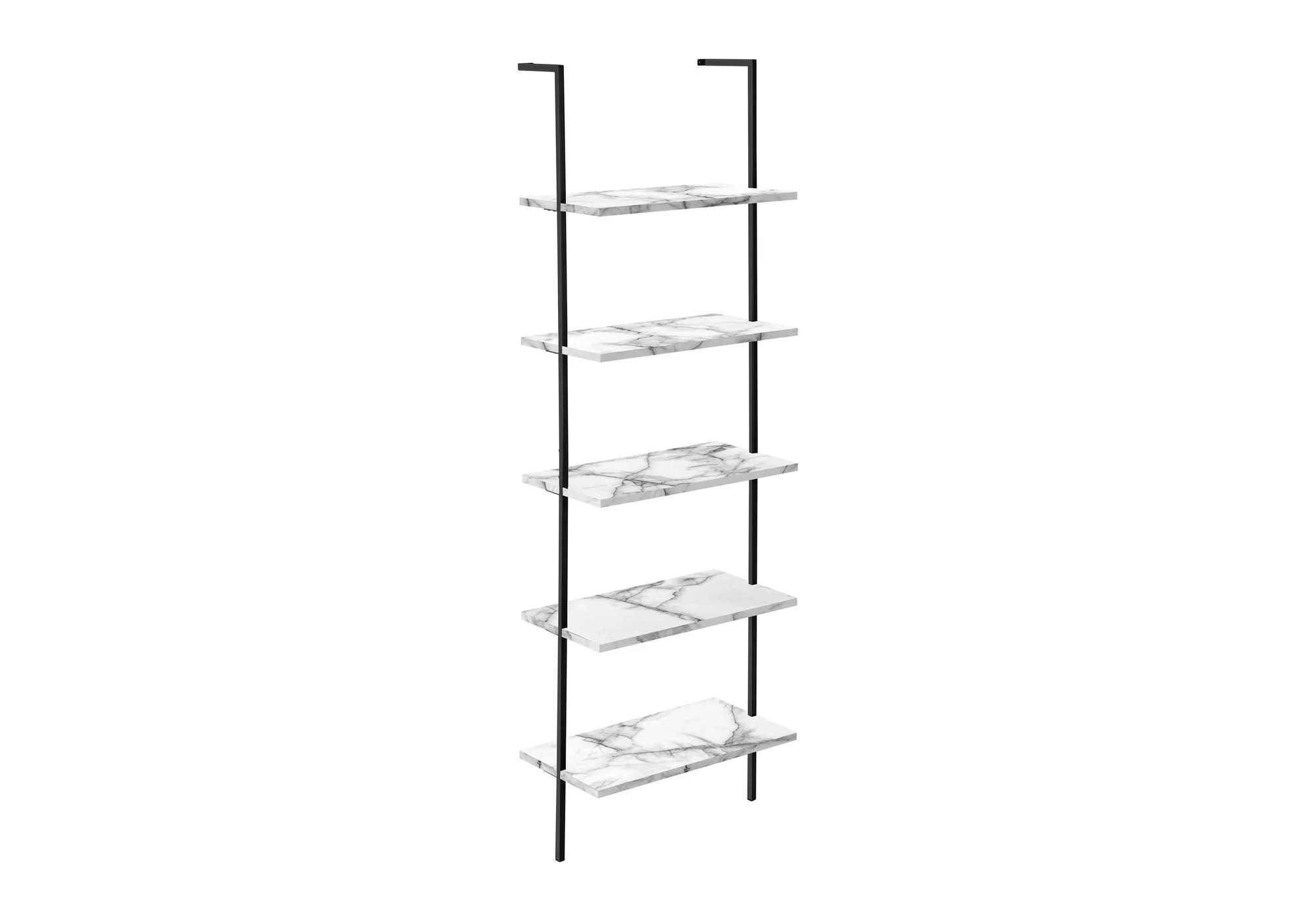 Bookshelf, Bookcase, Etagere, Ladder, 5 Tier, For Office, Marble Look Contemporary & Modern - Image 2
