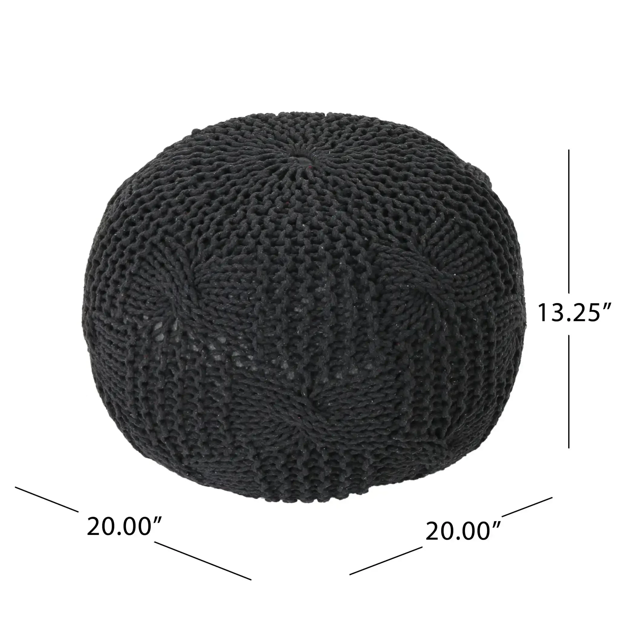 Bordeaux Knitted Cotton Round Pouf - Image 11