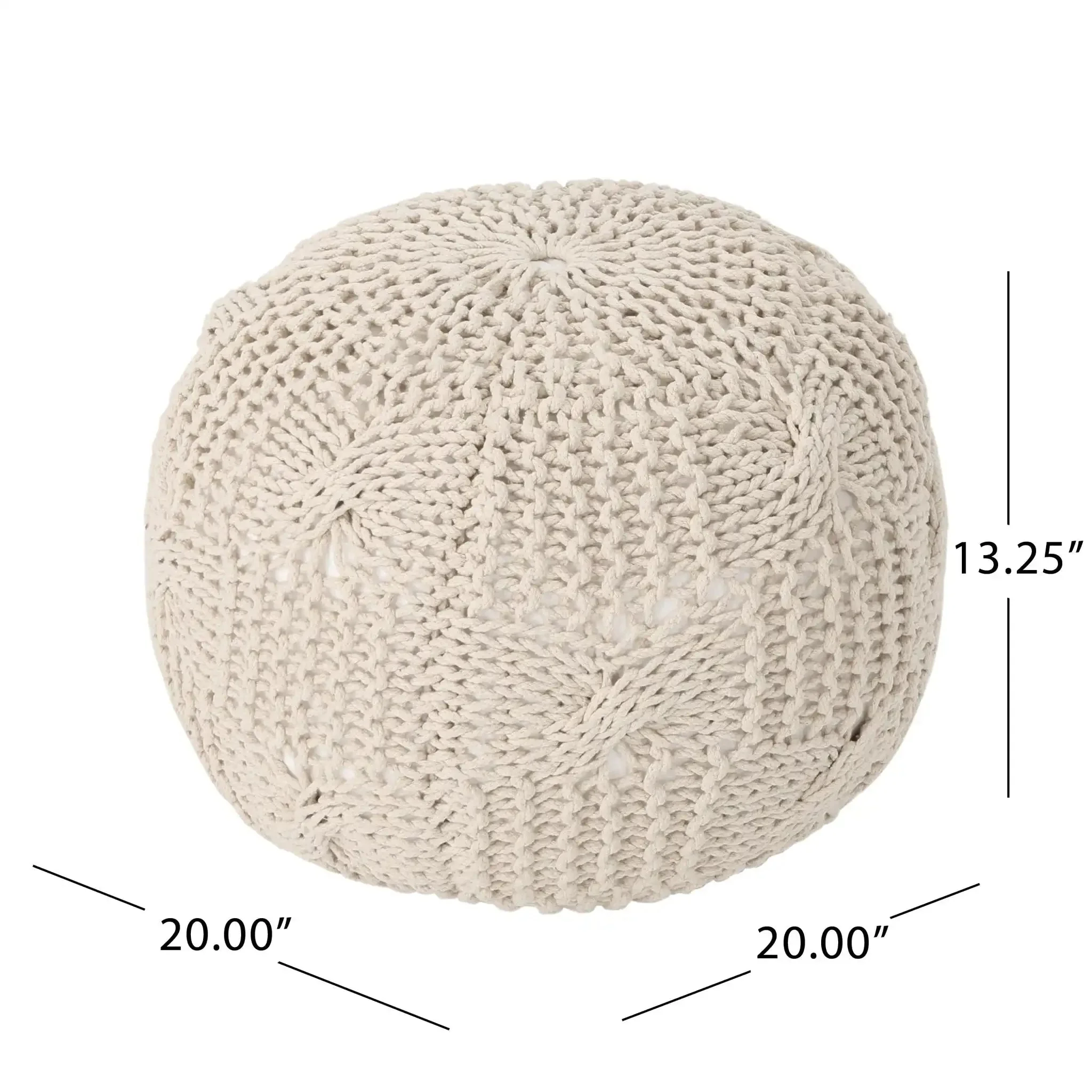 Bordeaux Knitted Cotton Round Pouf - Image 7