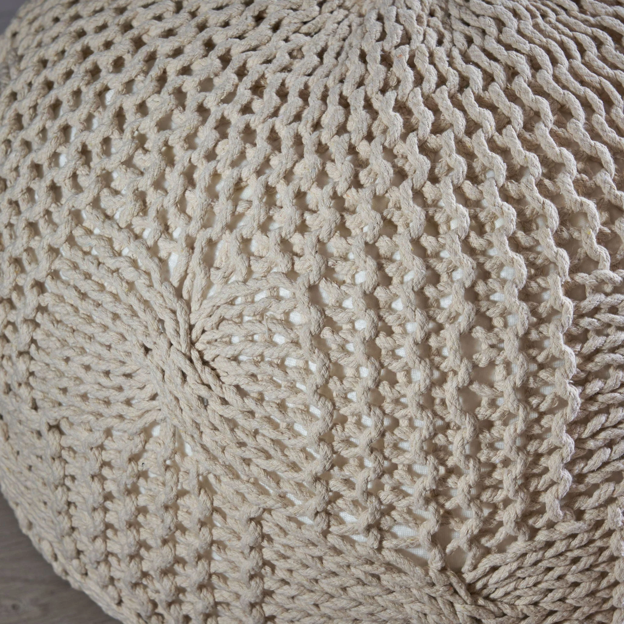 Bordeaux Knitted Cotton Round Pouf - Image 9