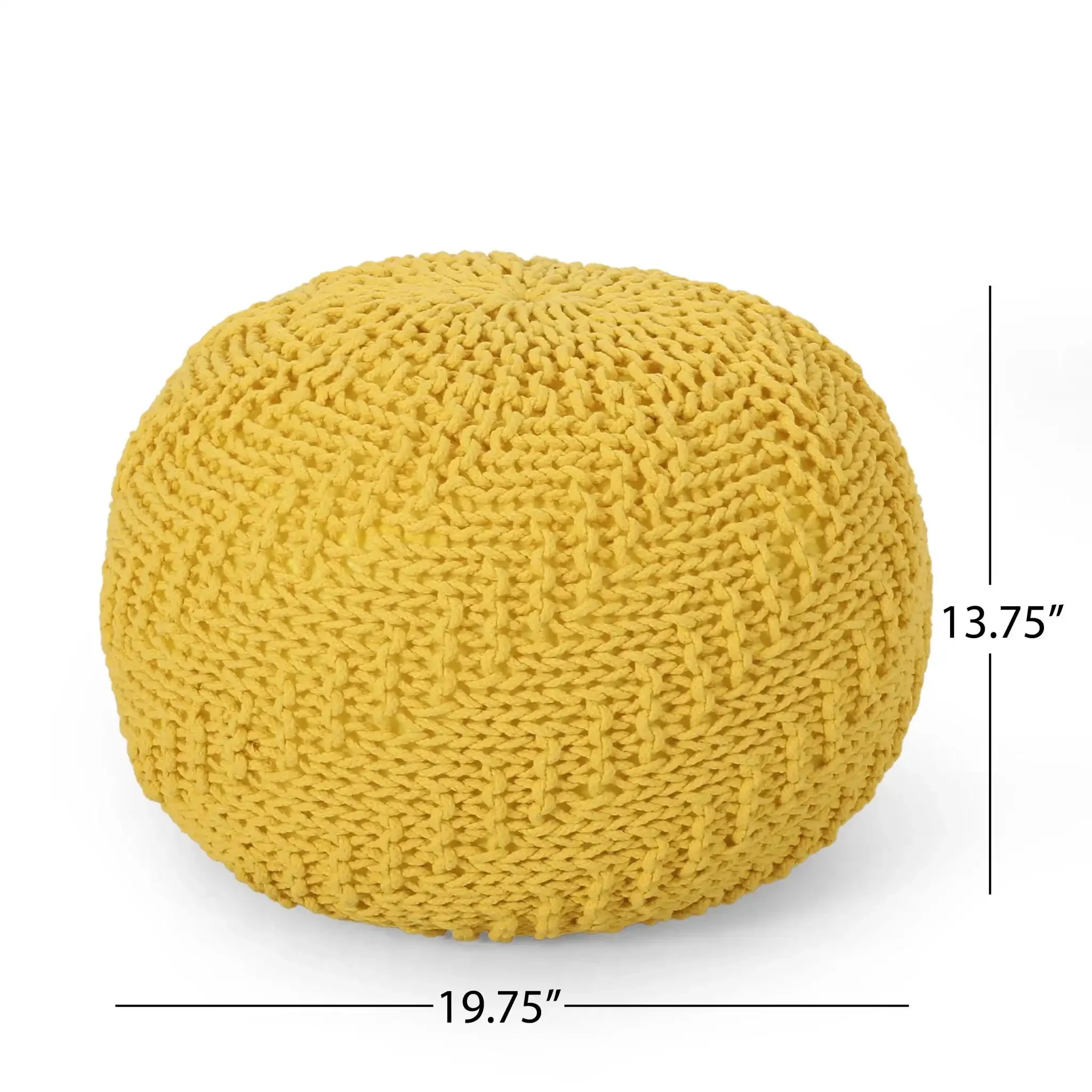 Bordeaux Knitted Cotton Round Pouf Ottoman - Image 11