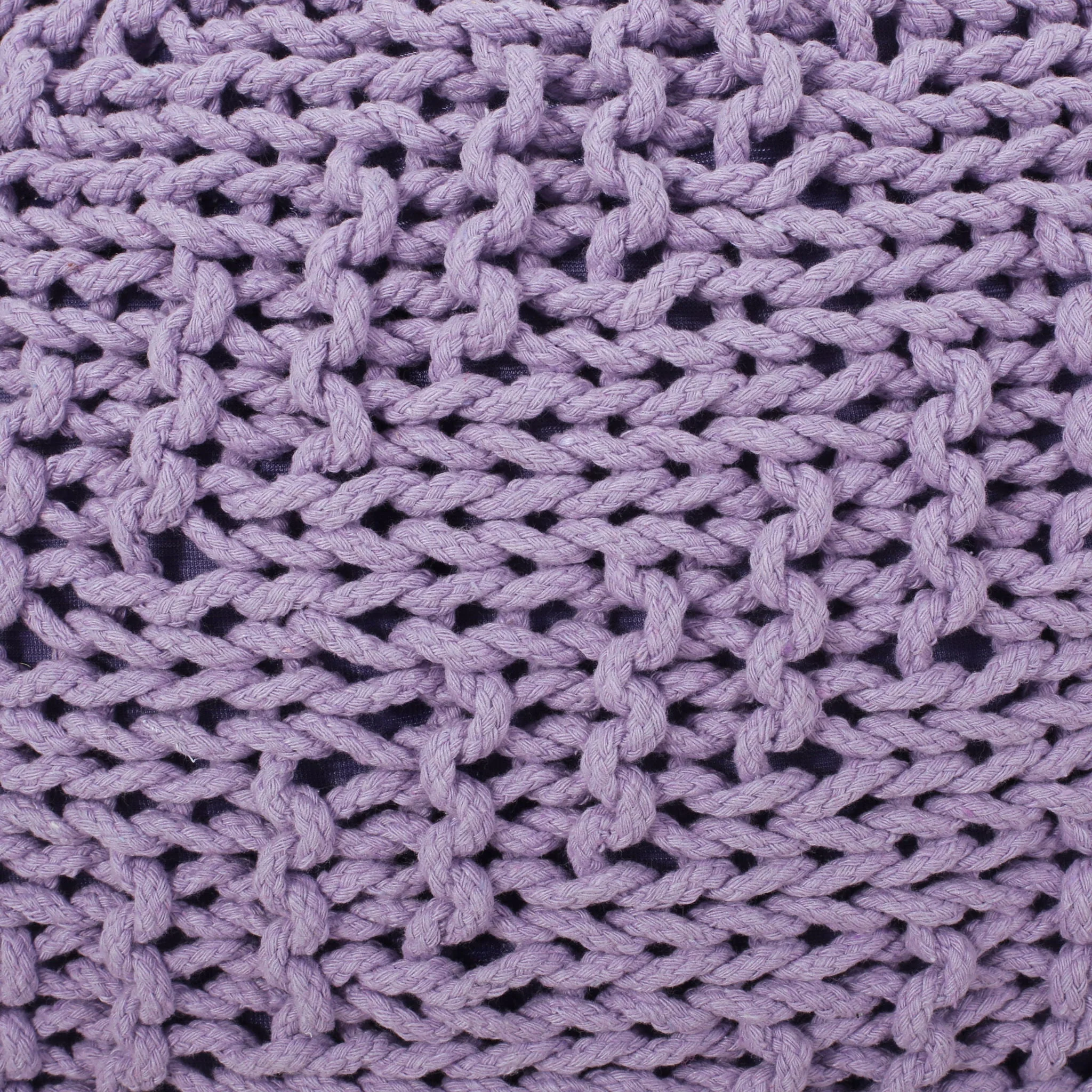 Bordeaux Knitted Cotton Round Pouf Ottoman - Image 12