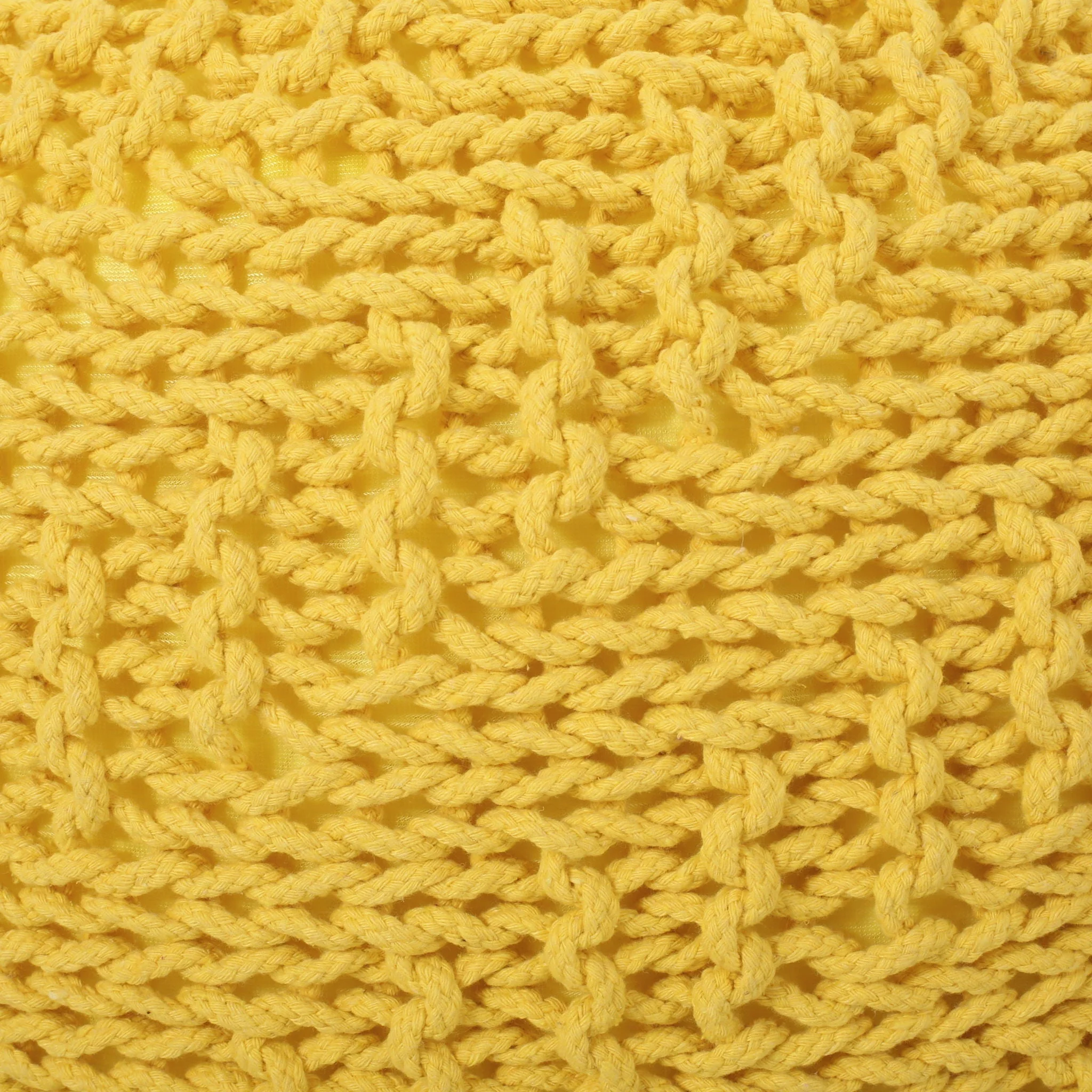 Bordeaux Knitted Cotton Round Pouf Ottoman - Image 3