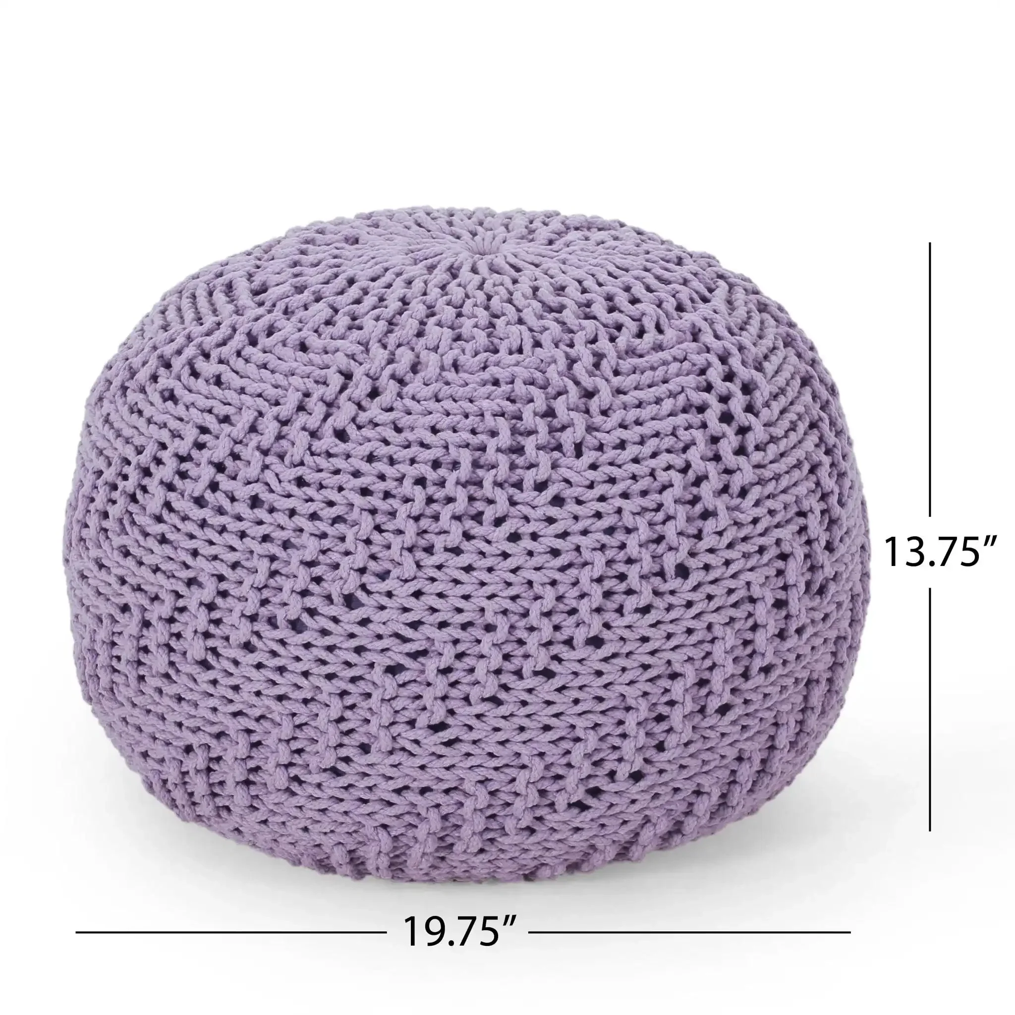 Bordeaux Knitted Cotton Round Pouf Ottoman - Image 7