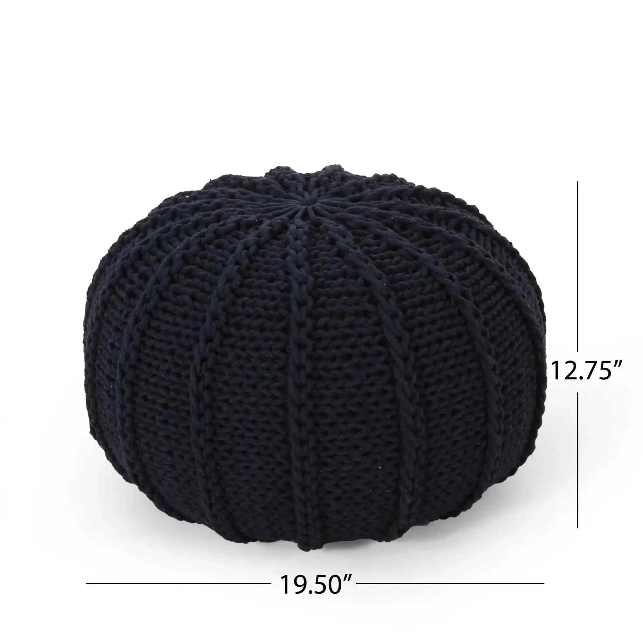 Bordeaux Knitted Cotton Round Pouf Ottoman and Floor Cushion - Image 10