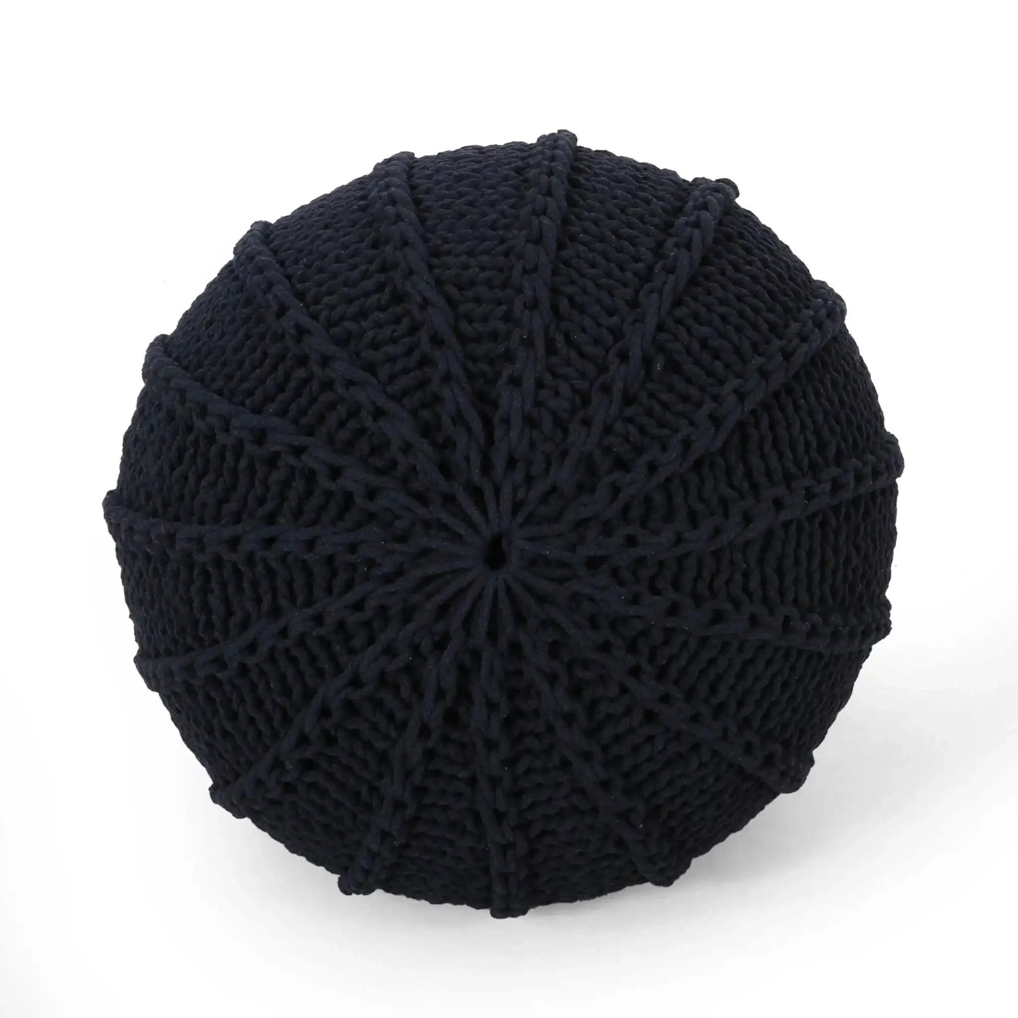 Bordeaux Knitted Cotton Round Pouf Ottoman and Floor Cushion - Image 11