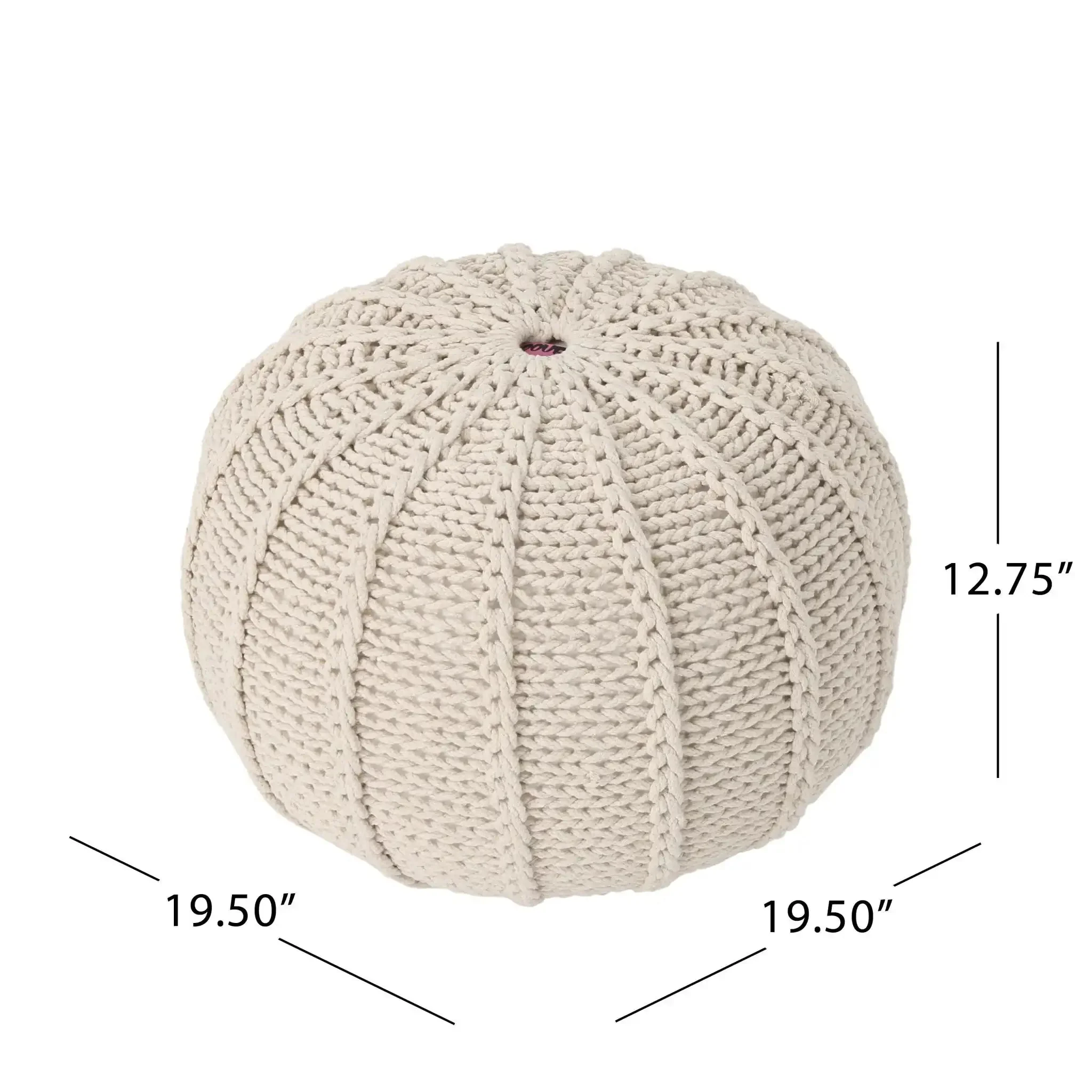 Bordeaux Knitted Cotton Round Pouf Ottoman and Floor Cushion - Image 12