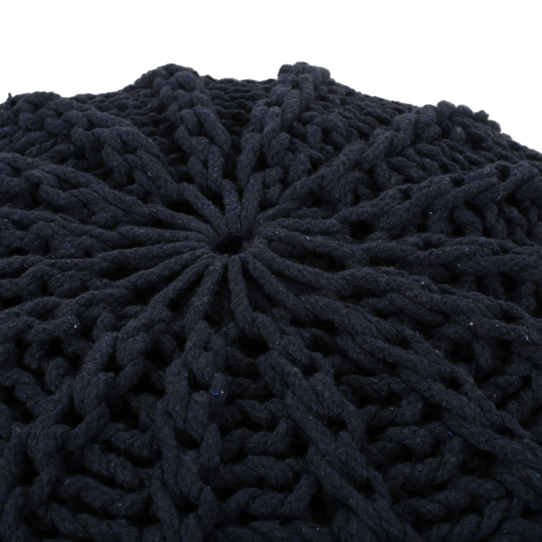 Bordeaux Knitted Cotton Round Pouf Ottoman and Floor Cushion - Image 2
