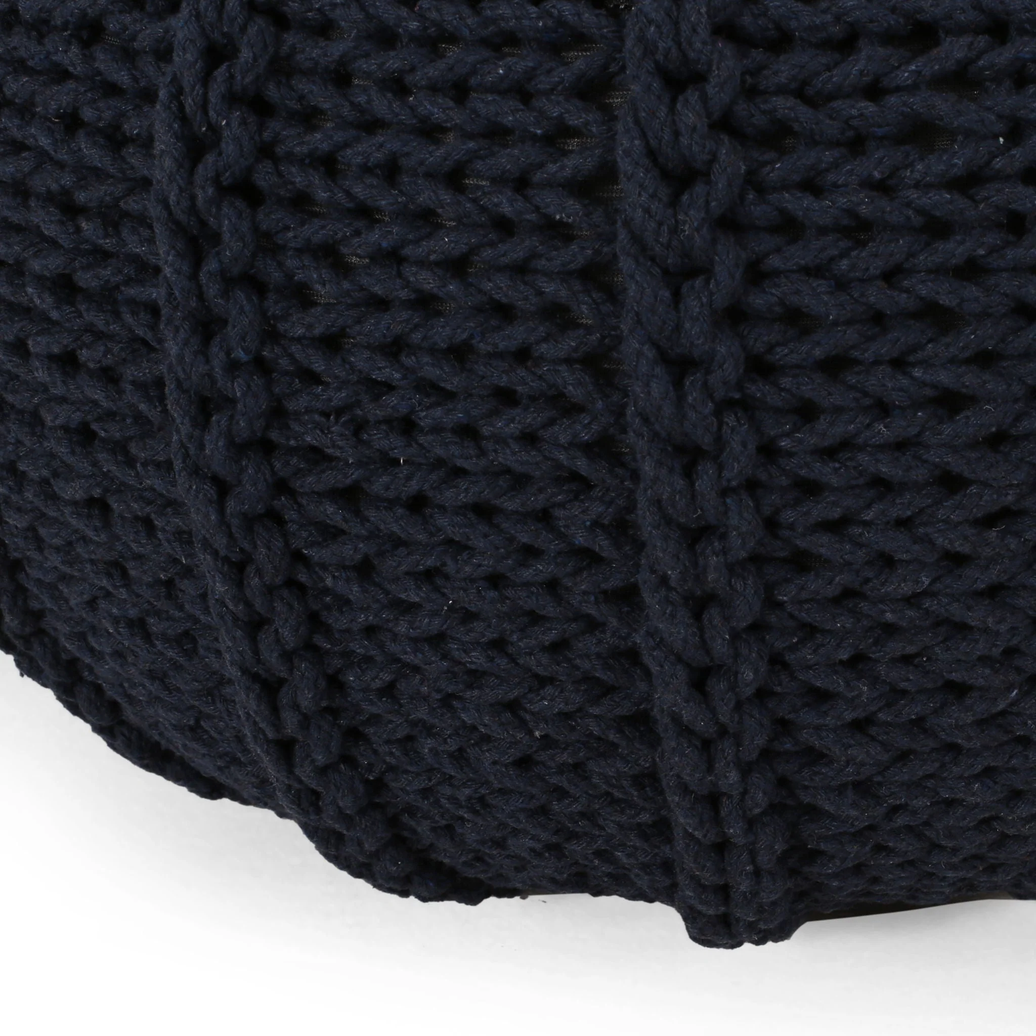 Bordeaux Knitted Cotton Round Pouf Ottoman and Floor Cushion - Image 3