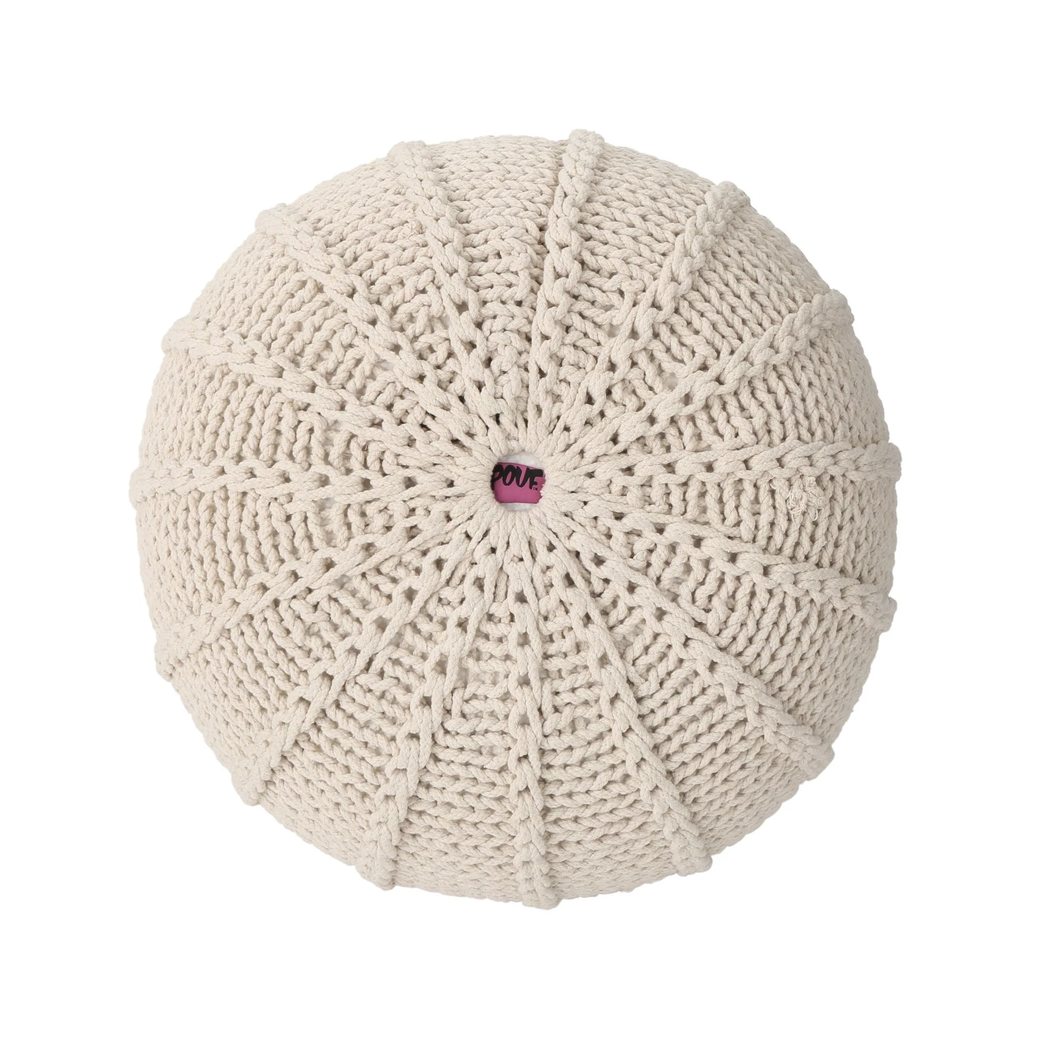 Bordeaux Knitted Cotton Round Pouf Ottoman and Floor Cushion - Image 4