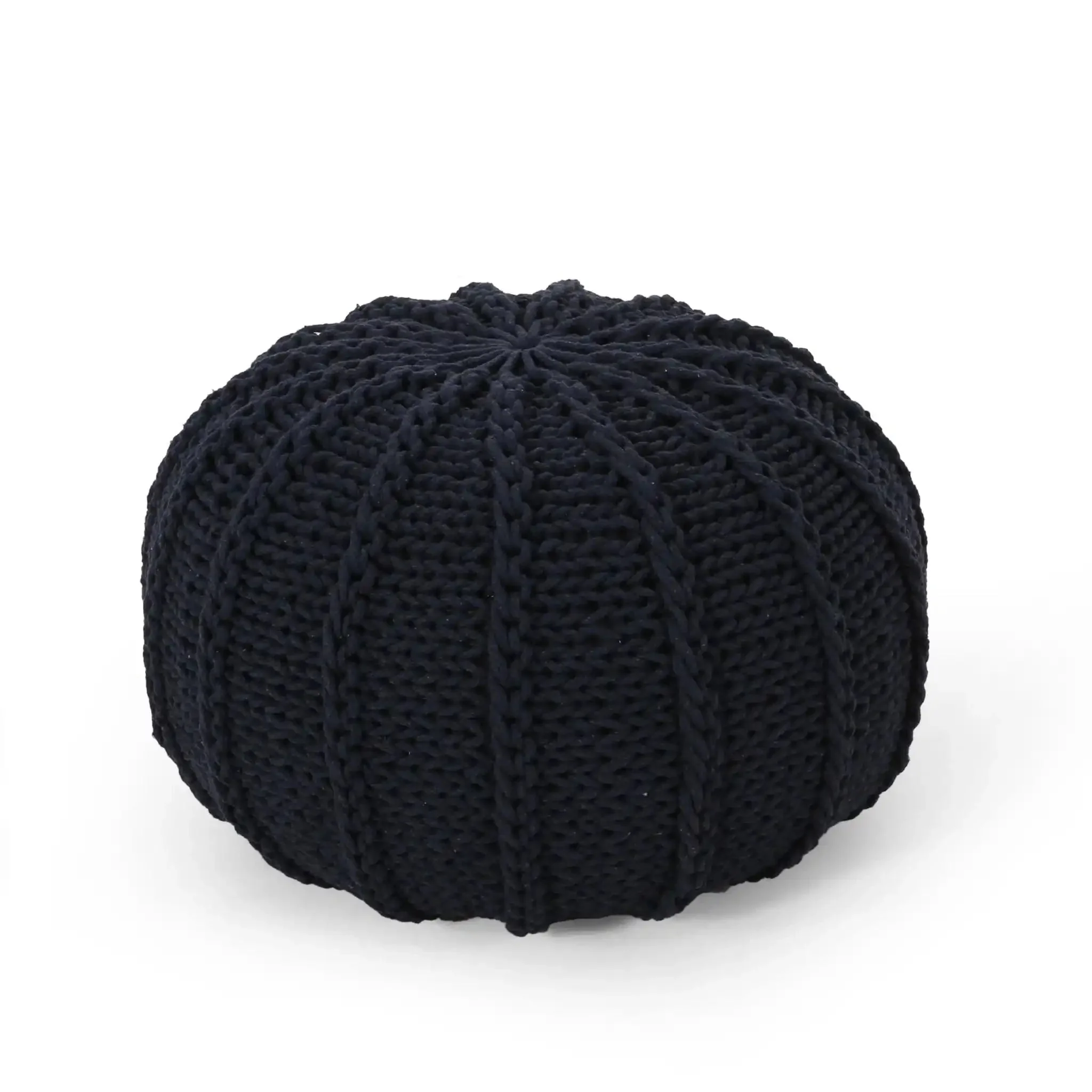 Bordeaux Knitted Cotton Round Pouf Ottoman and Floor Cushion - Image 5
