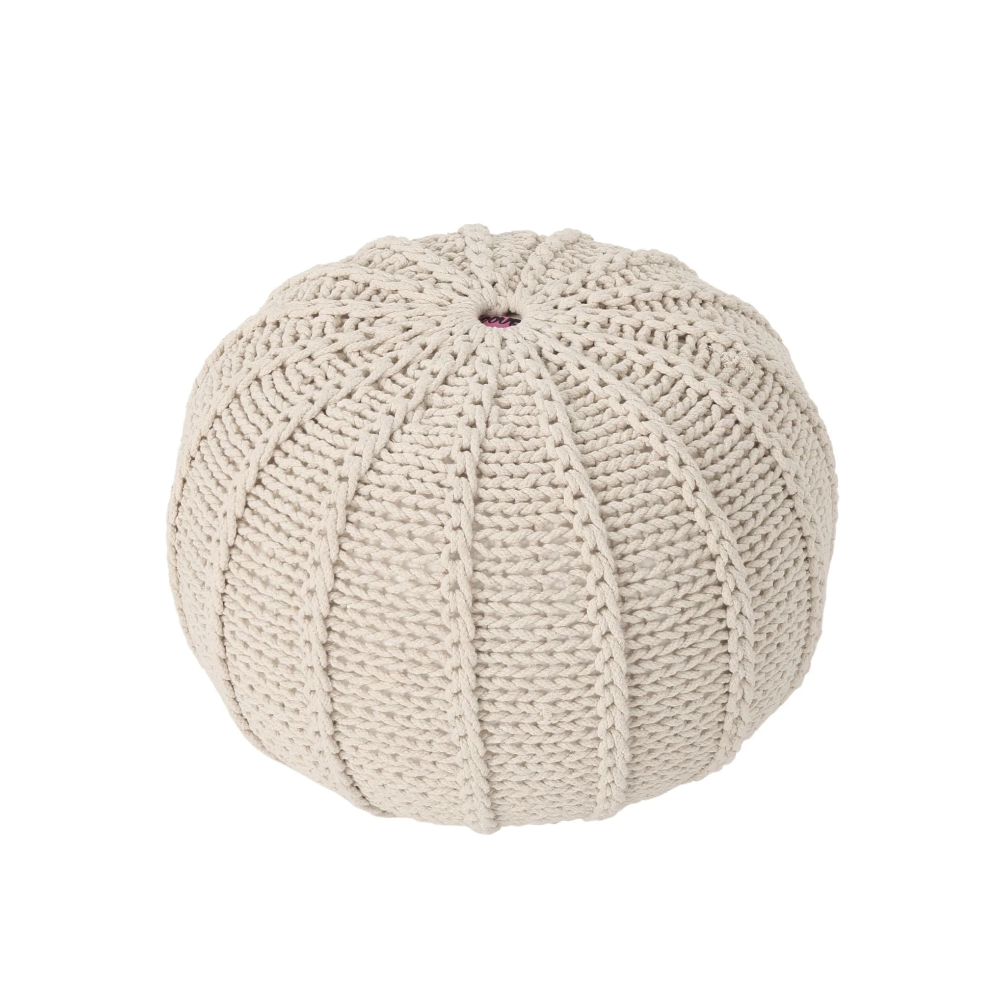Bordeaux Knitted Cotton Round Pouf Ottoman and Floor Cushion - Image 8