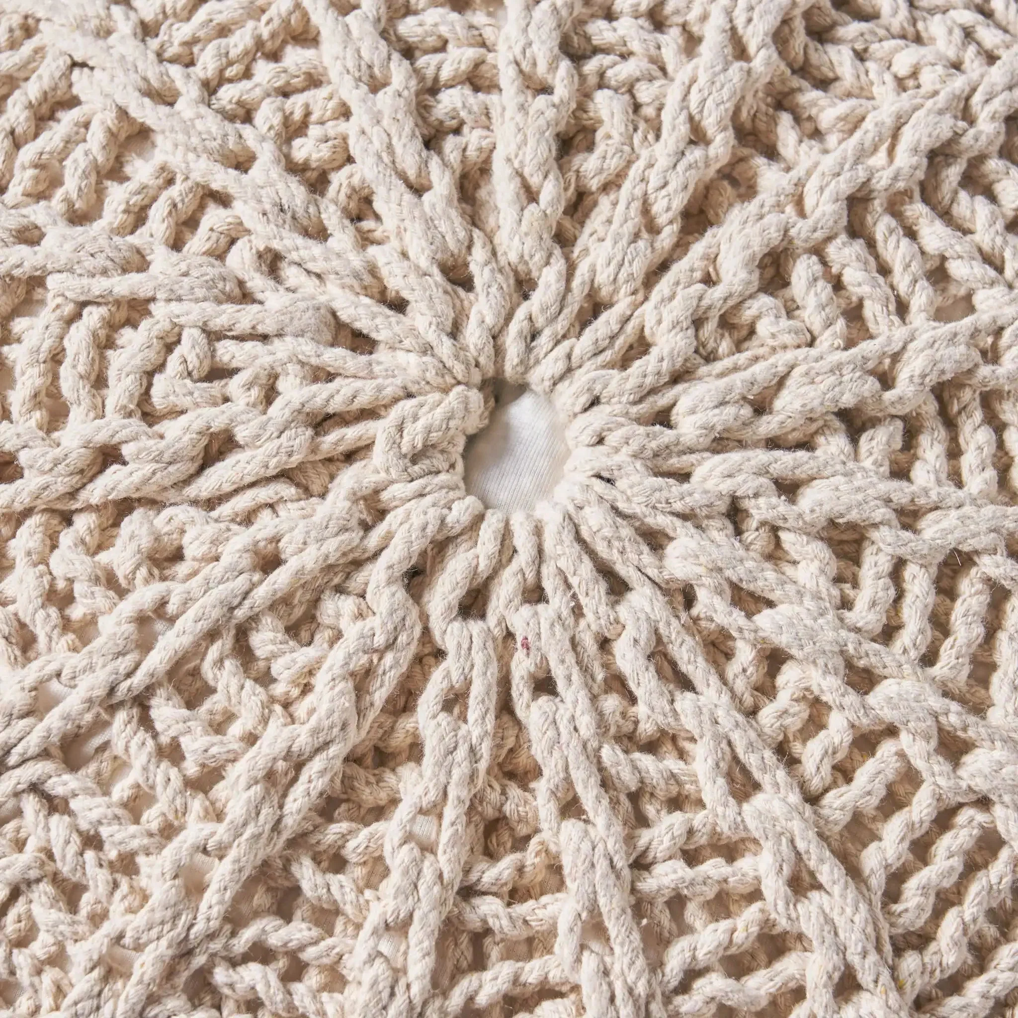 Bordeaux Knitted Cotton Round Pouf Ottoman and Floor Cushion - Image 9