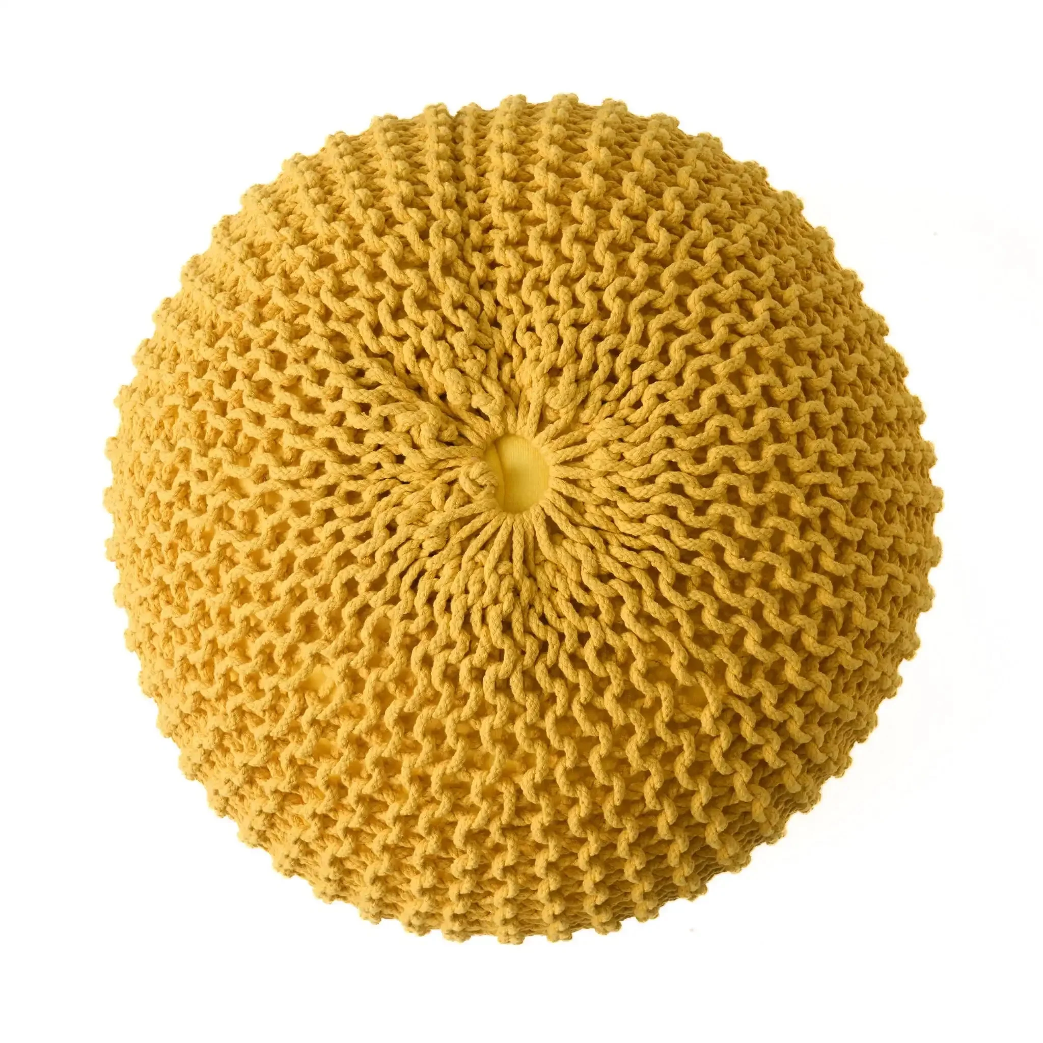 Bordeaux Knitted Cotton Round Pouf Ottoman Floor Cushion - Image 11