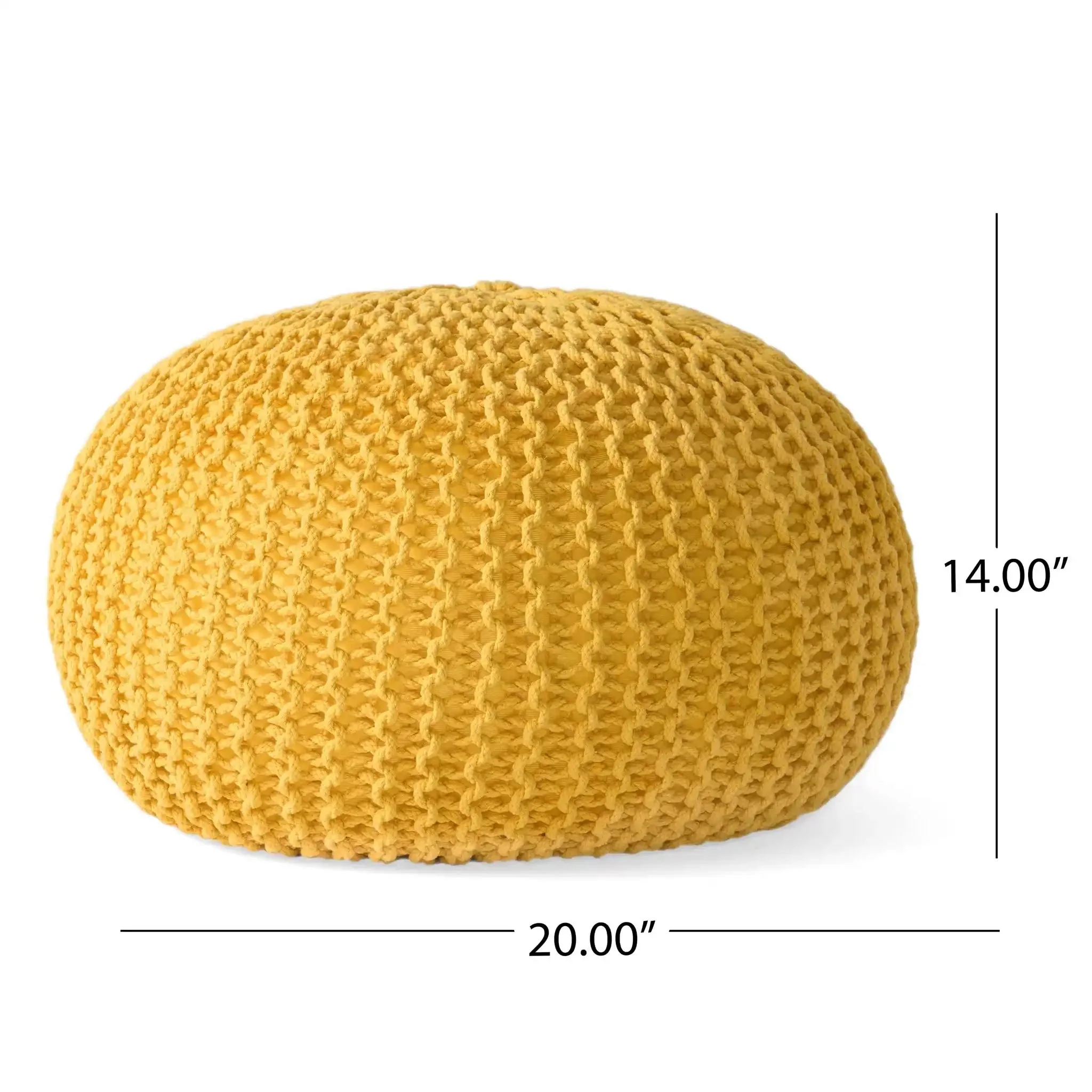 Bordeaux Knitted Cotton Round Pouf Ottoman Floor Cushion - Image 2