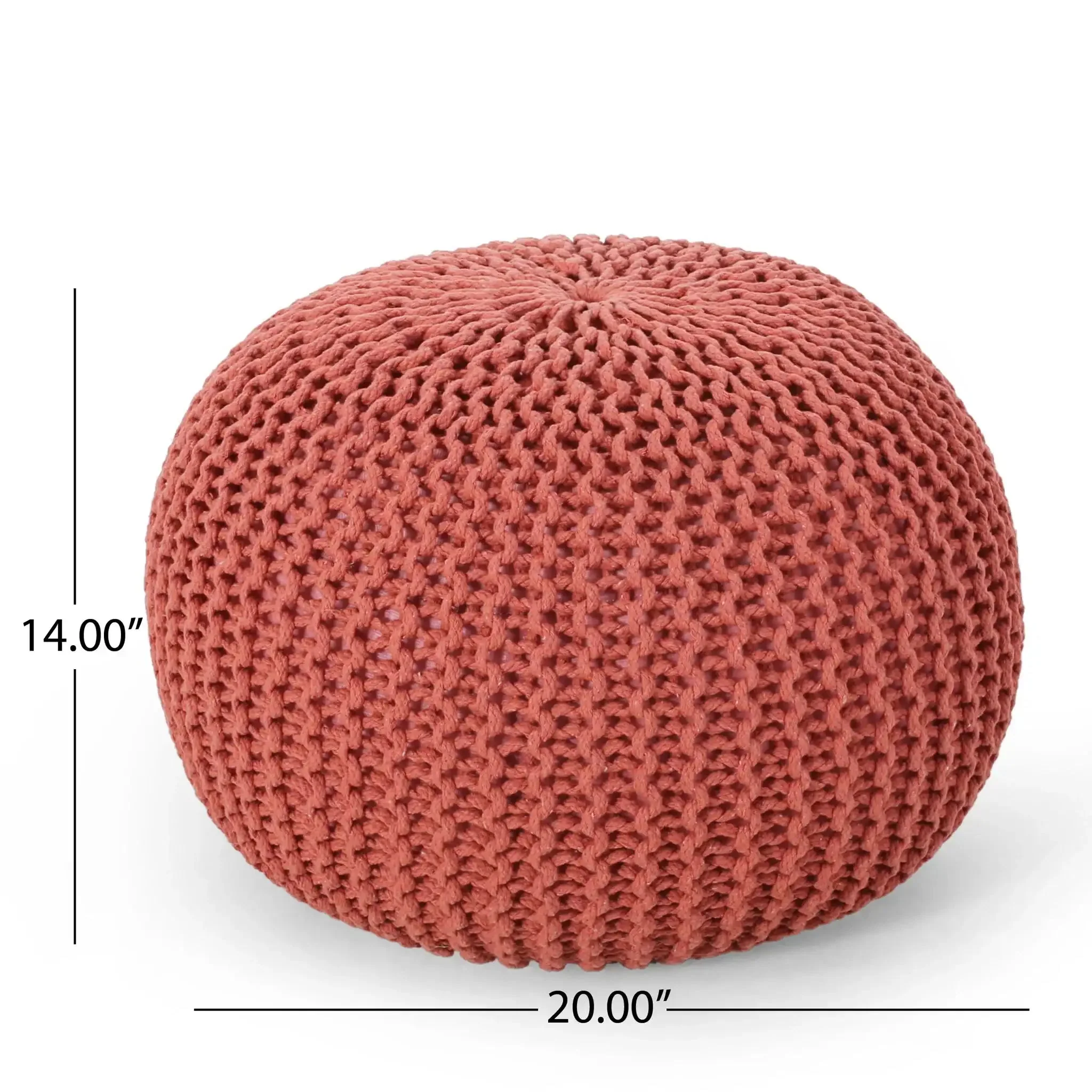 Bordeaux Knitted Cotton Round Pouf Ottoman Floor Cushion - Image 3