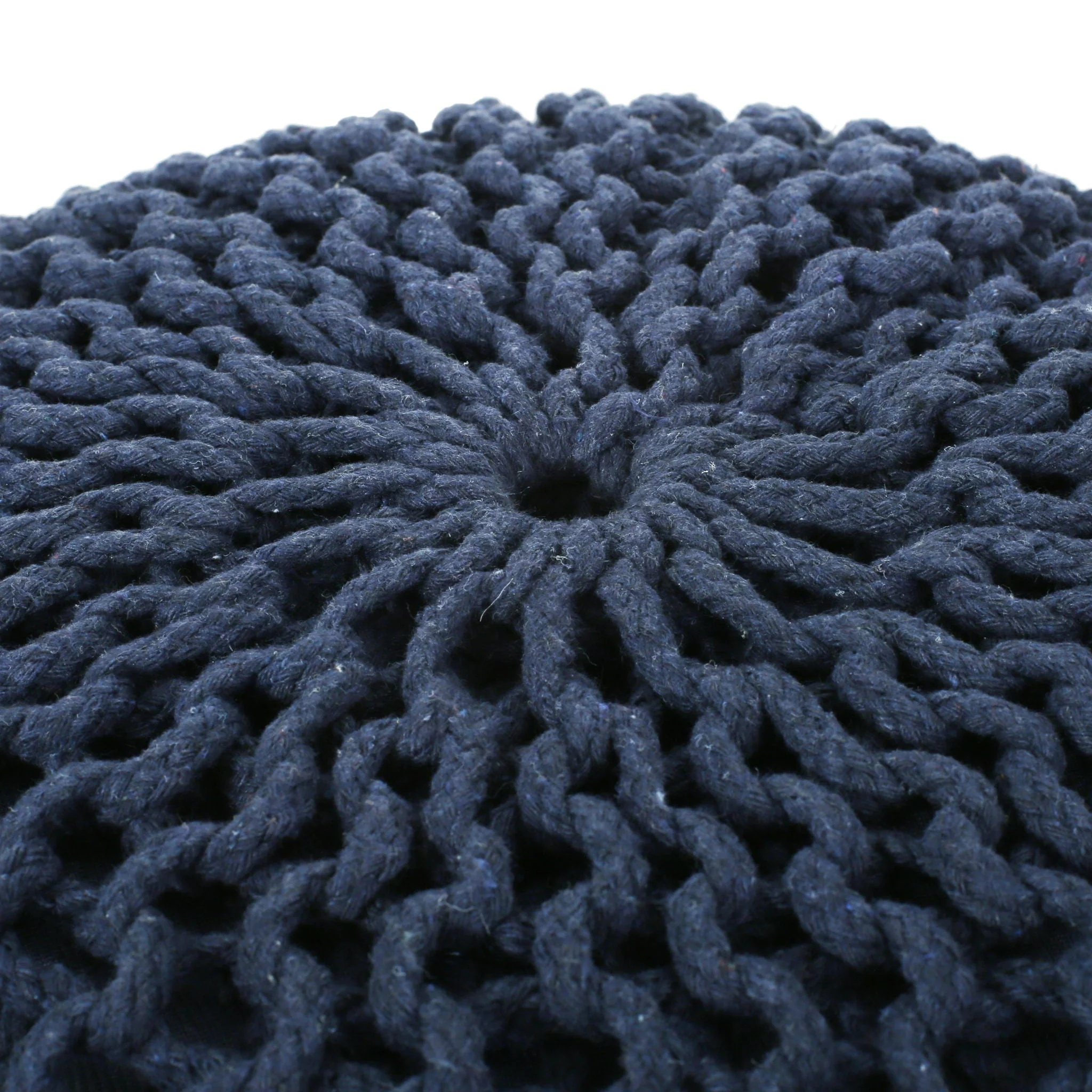 Bordeaux Knitted Cotton Round Pouf Ottoman Floor Cushion - Image 4