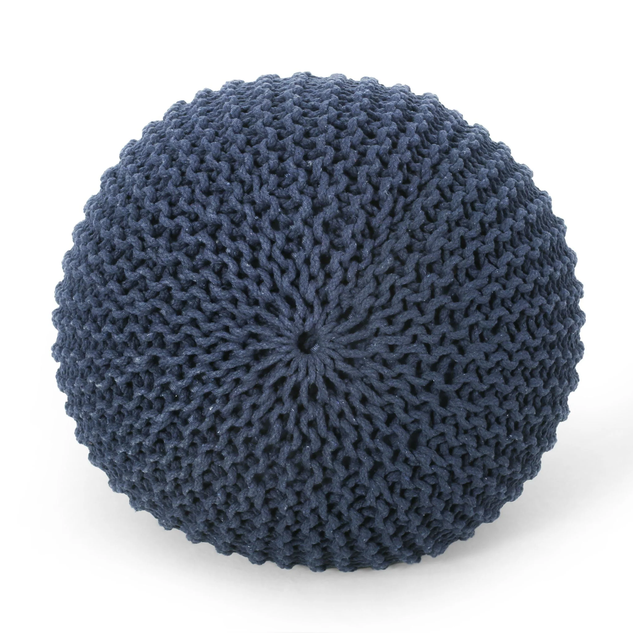 Bordeaux Knitted Cotton Round Pouf Ottoman Floor Cushion - Image 6