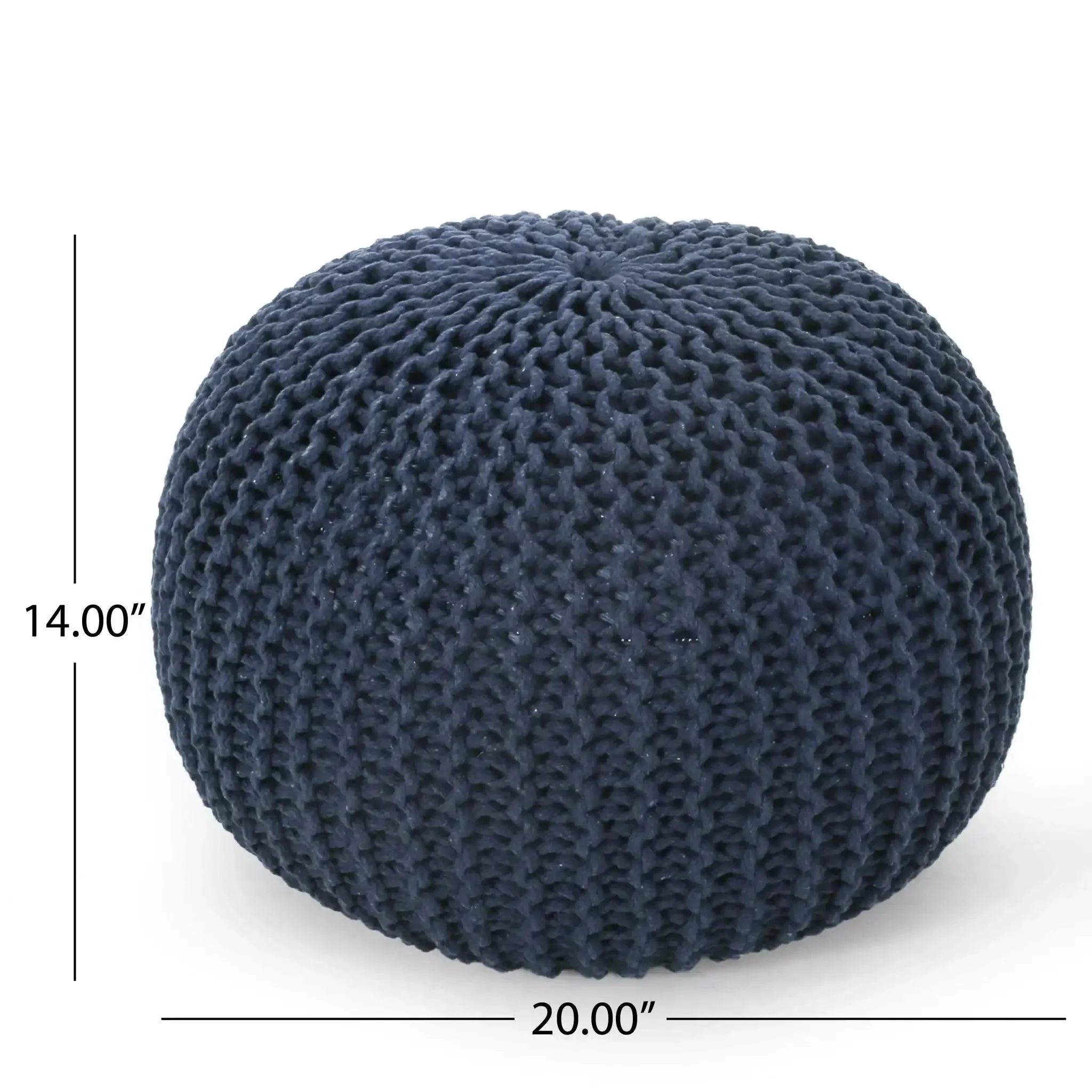 Bordeaux Knitted Cotton Round Pouf Ottoman Floor Cushion - Image 7