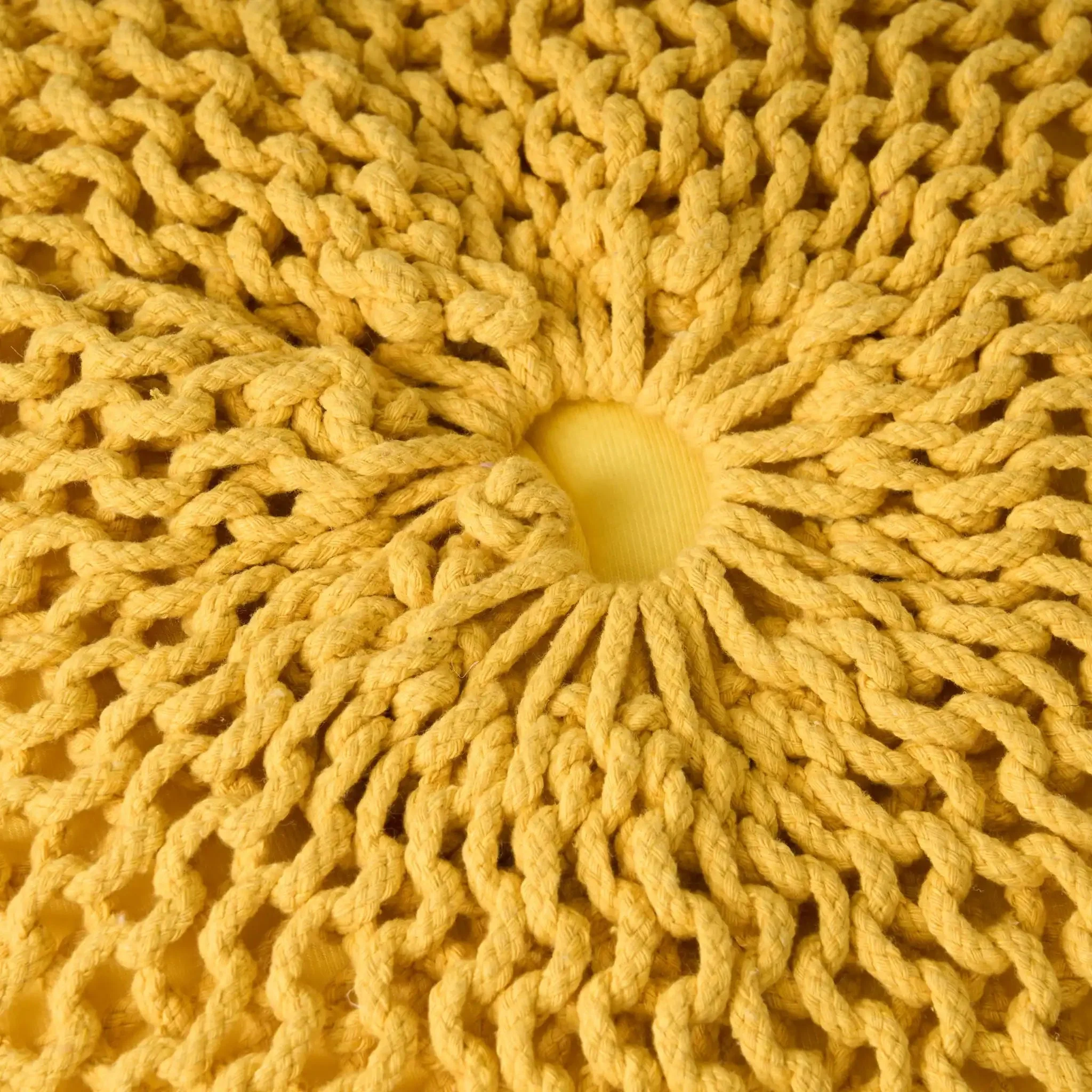 Bordeaux Knitted Cotton Round Pouf Ottoman Floor Cushion - Image 8