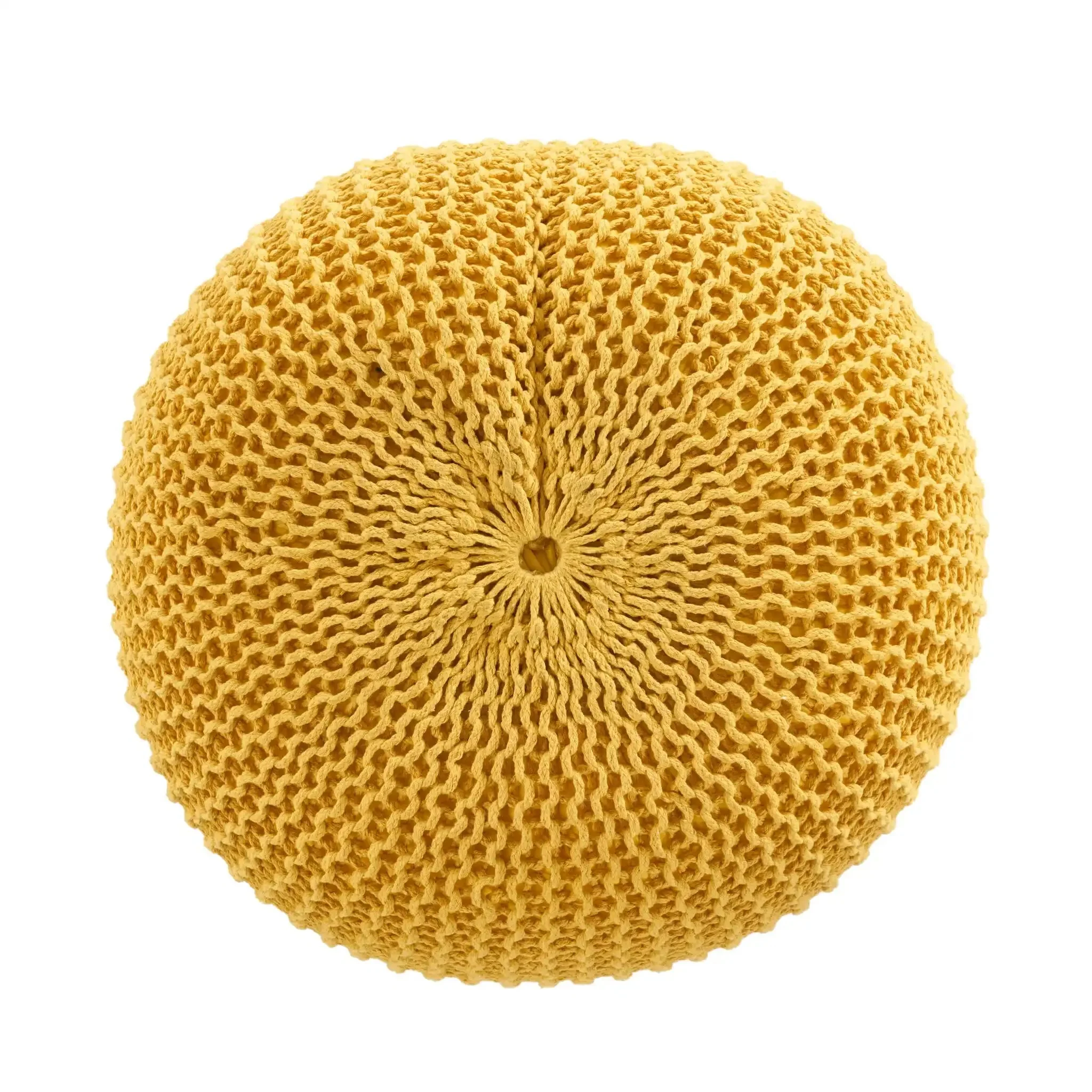 Bordeaux Knitted Cotton Round Pouf - Versatile Ottoman and Floor Cushion - Image 10