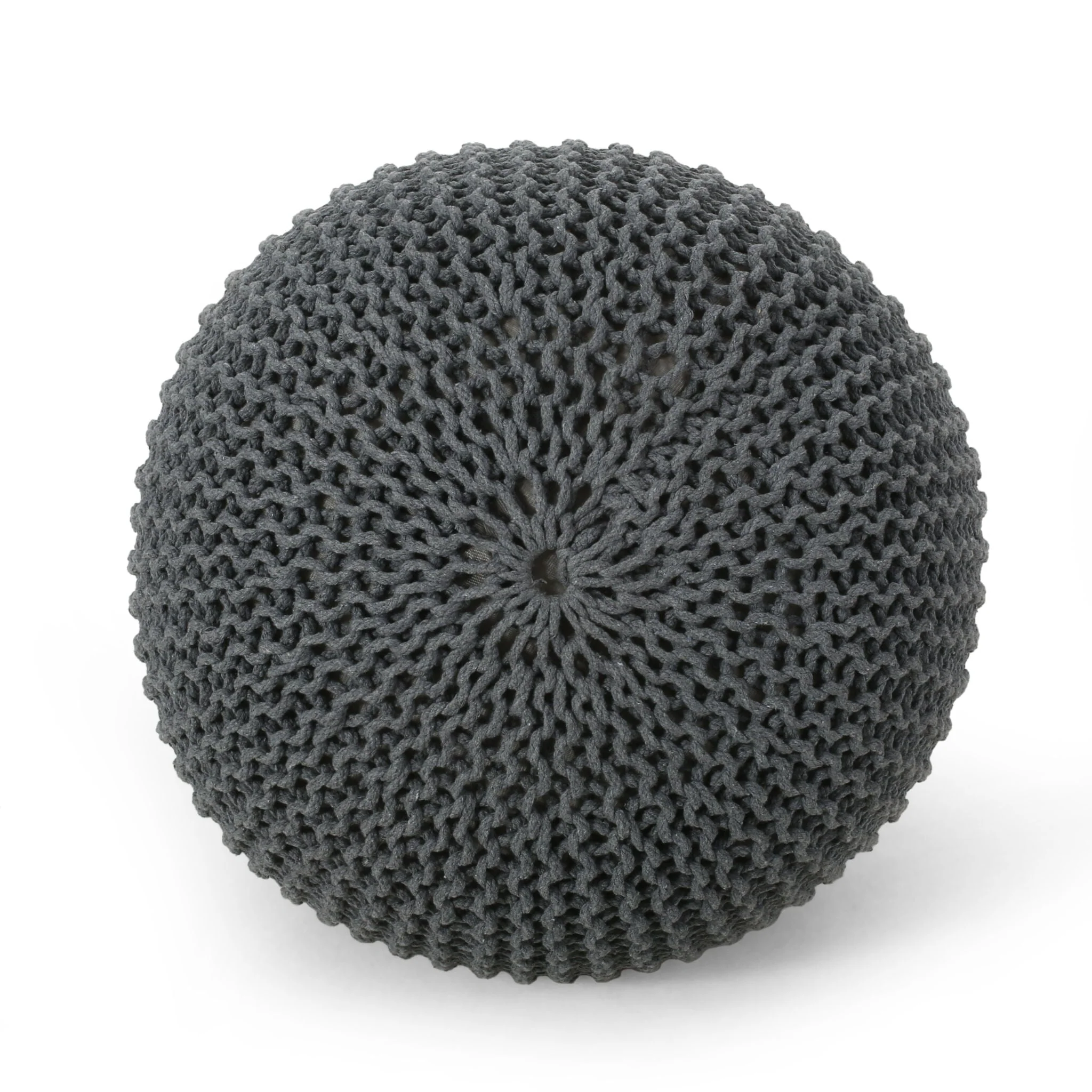 Bordeaux Knitted Cotton Round Pouf - Versatile Ottoman and Floor Cushion - Image 11