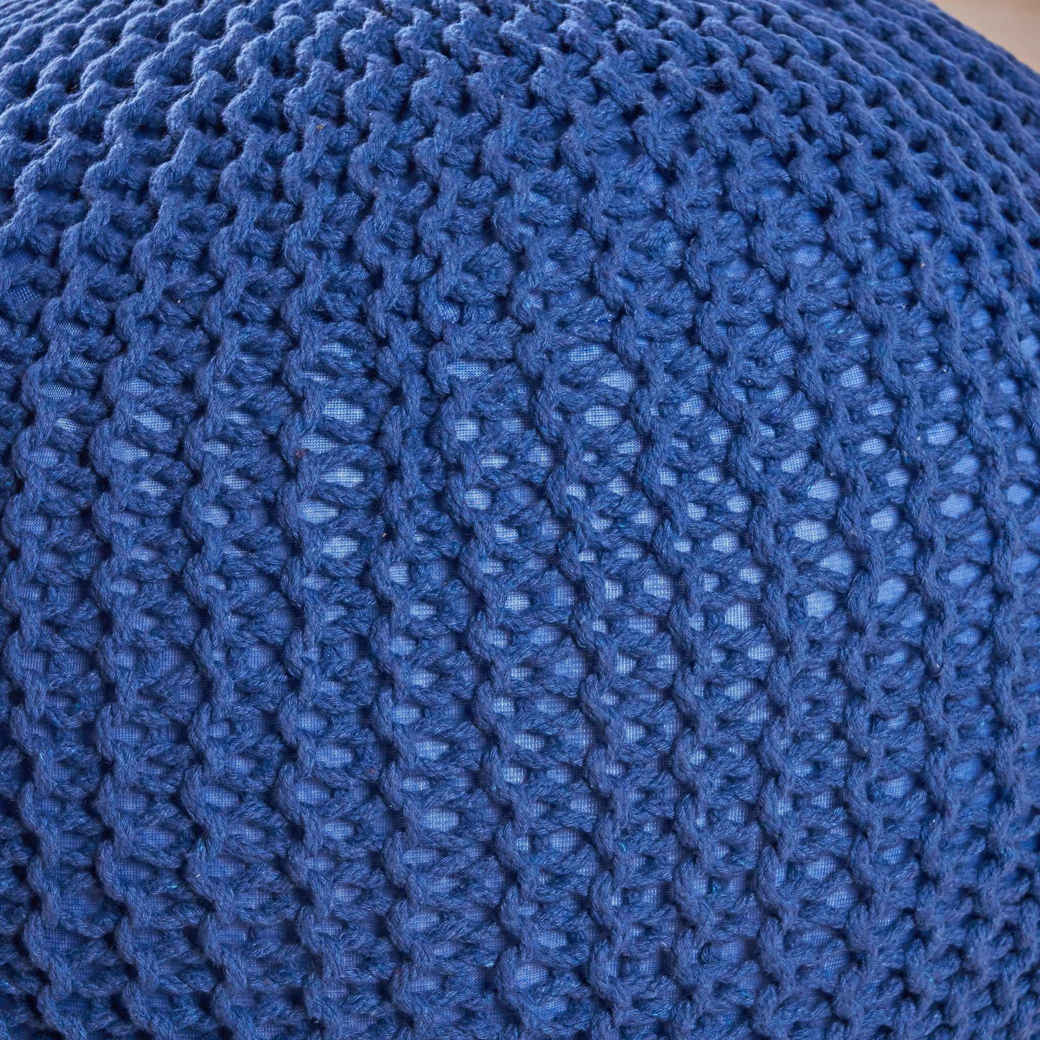 Bordeaux Knitted Cotton Round Pouf - Versatile Ottoman and Floor Cushion - Image 12