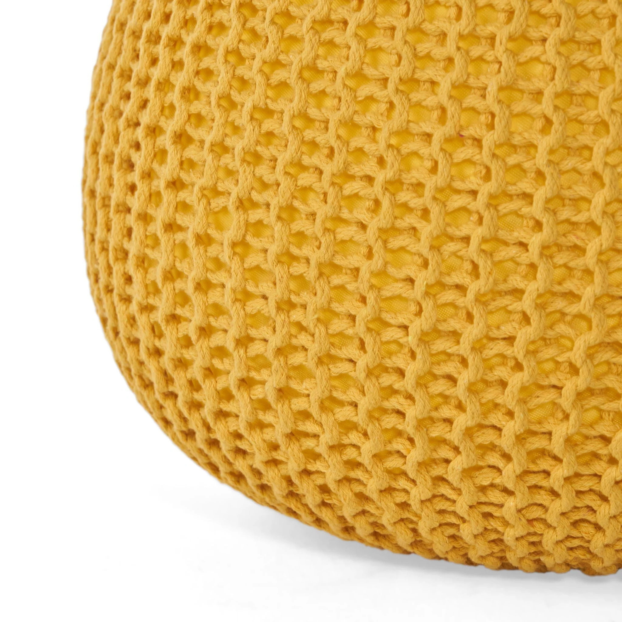 Bordeaux Knitted Cotton Round Pouf - Versatile Ottoman and Floor Cushion - Image 13