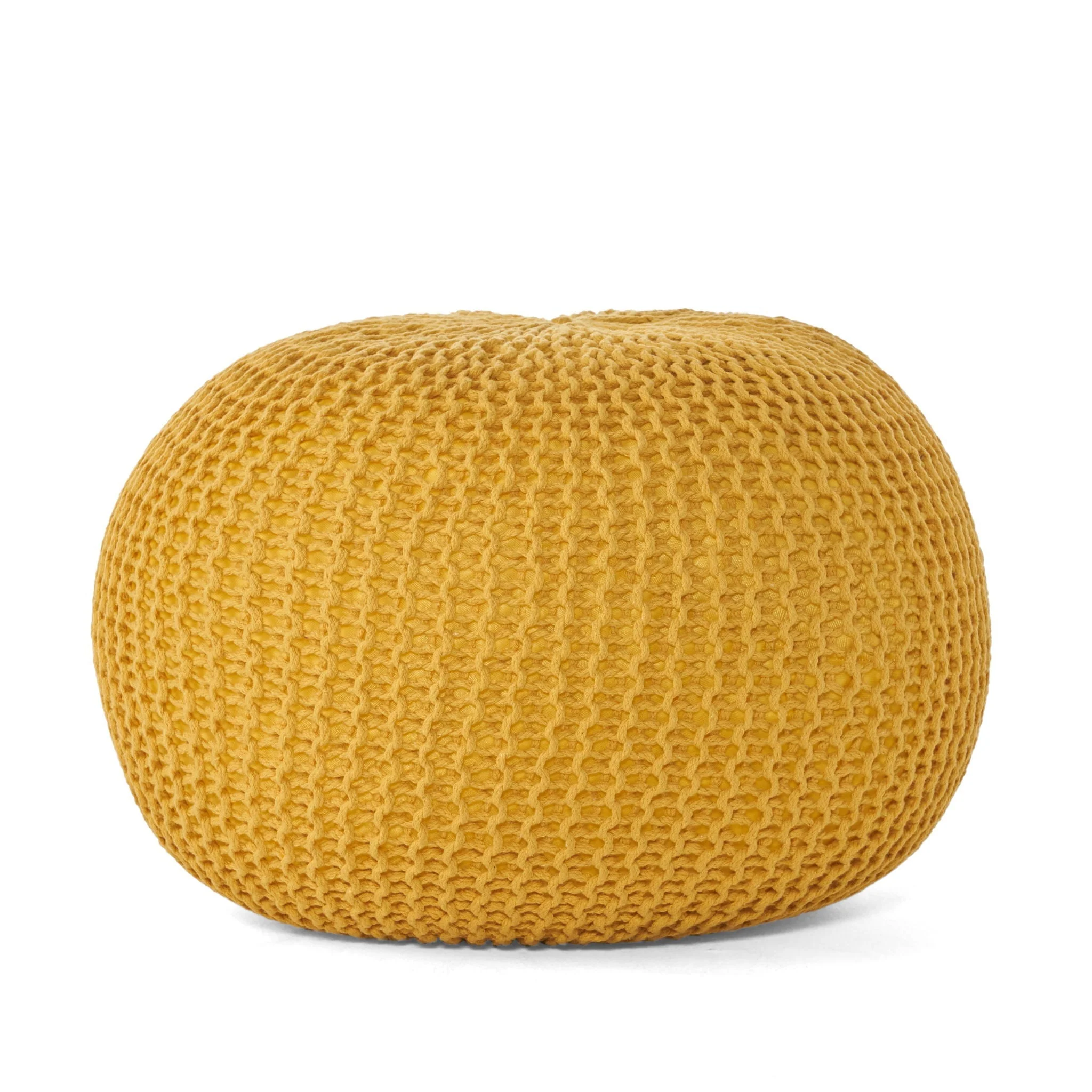 Bordeaux Knitted Cotton Round Pouf - Versatile Ottoman and Floor Cushion - Image 8